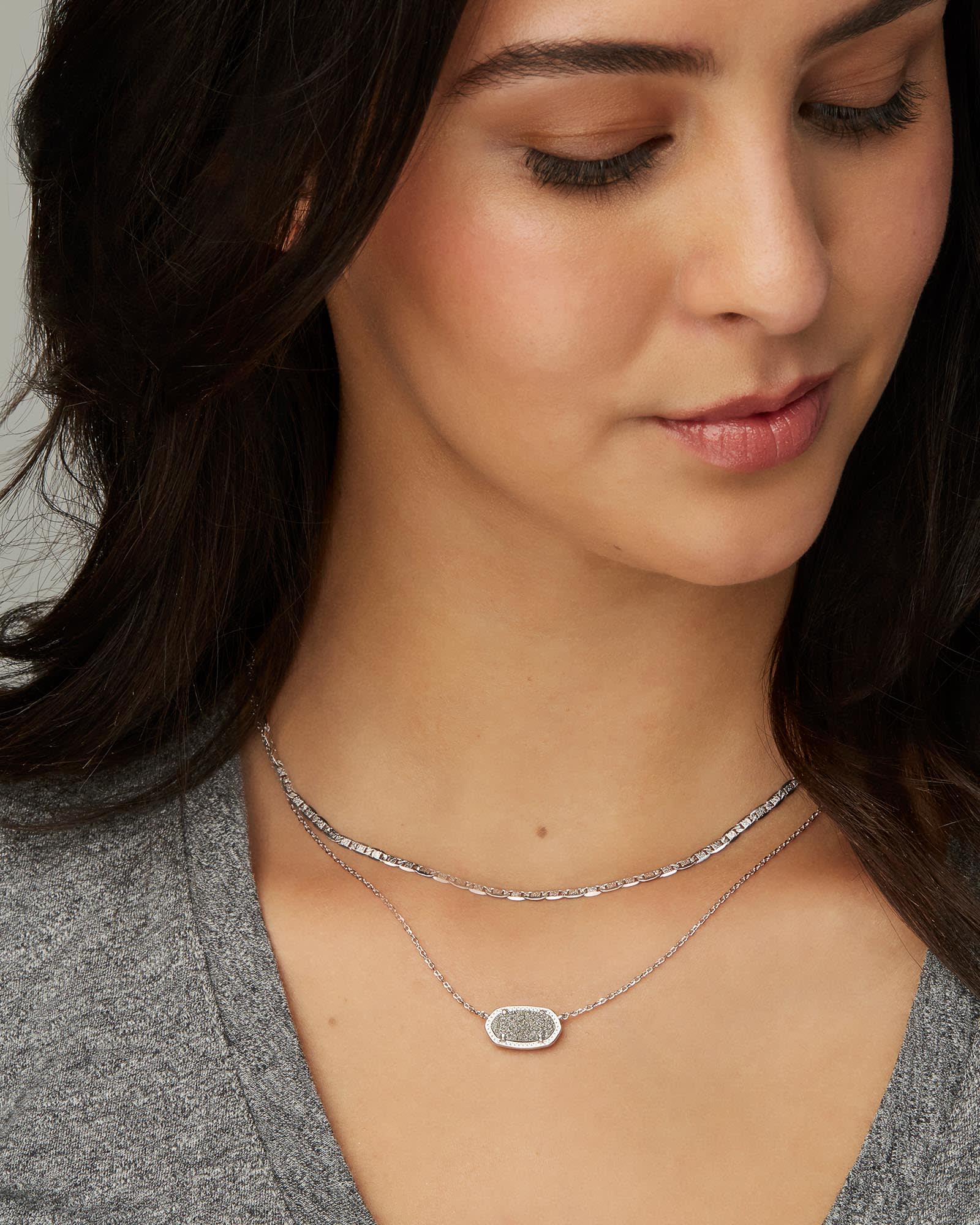 Elisa Silver Cat Pendant Necklace in Platinum Drusy | Kendra Scott