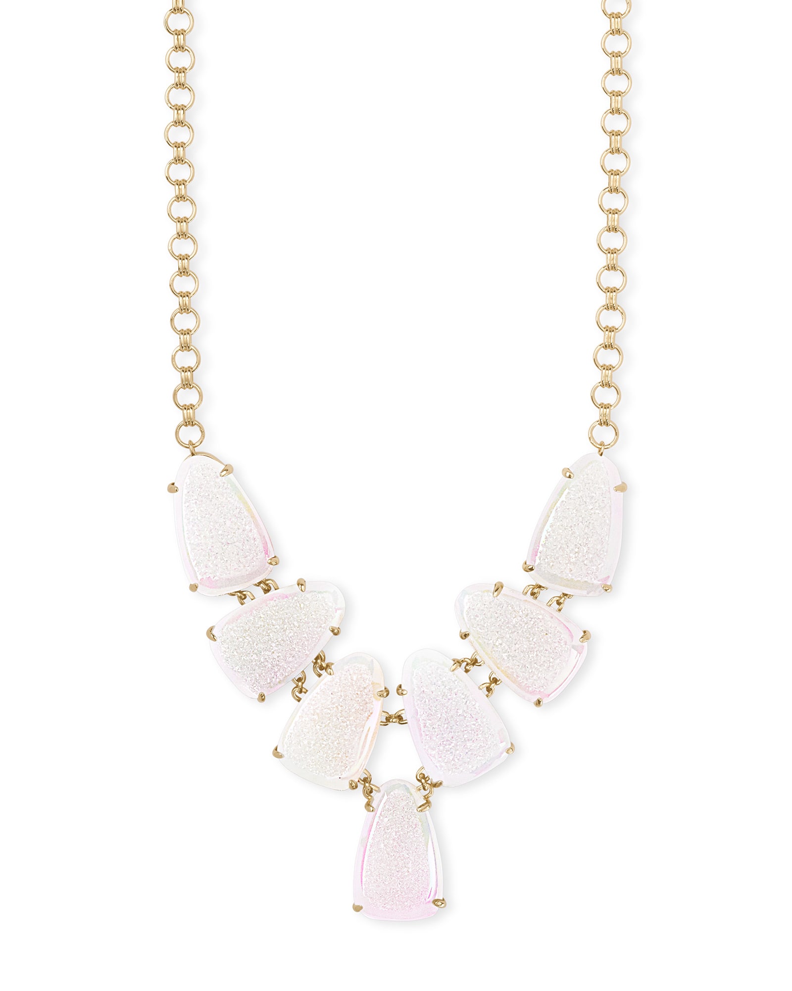 Harlie Gold Statement Necklace in Iridescent Drusy