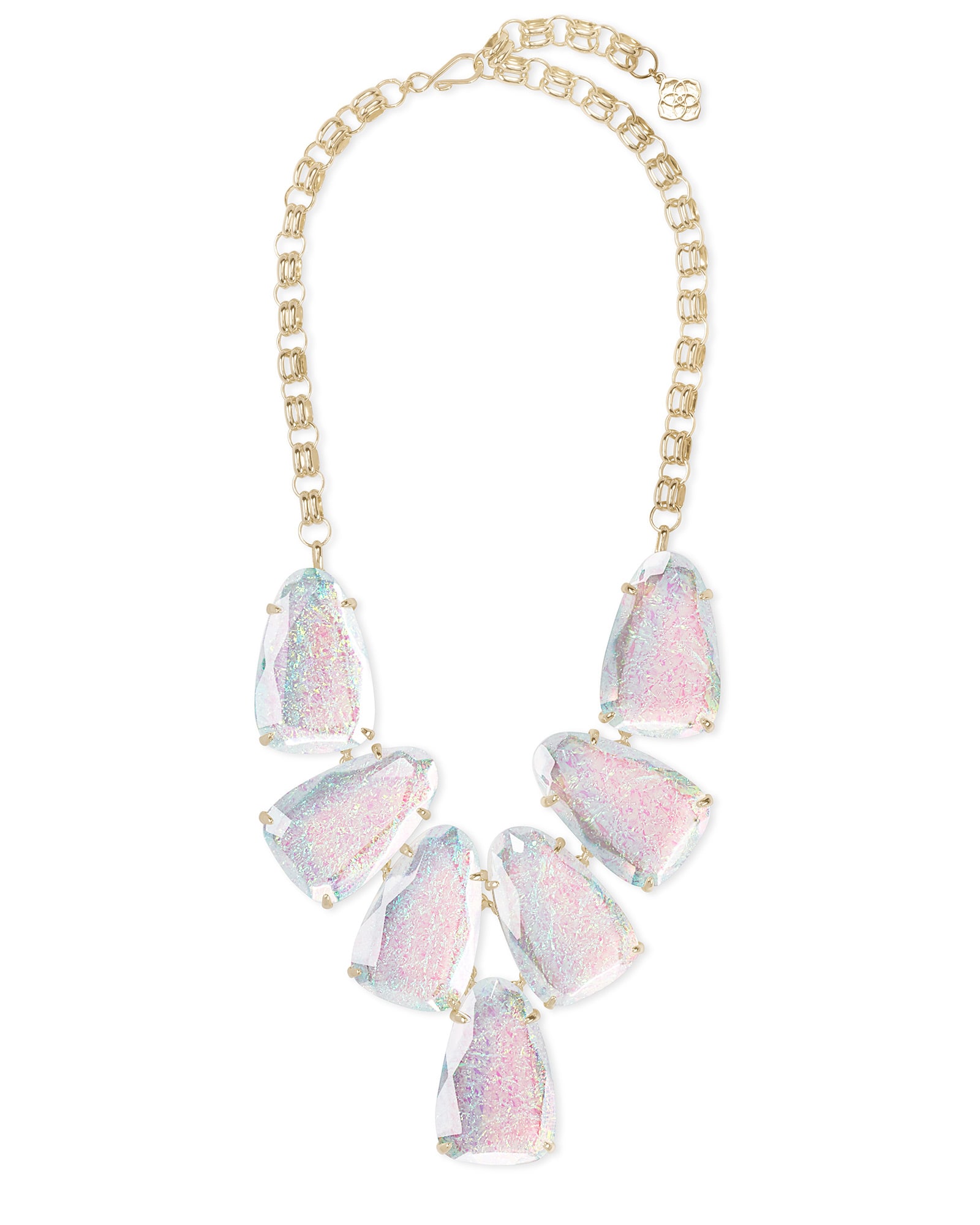 Harlow Gold Statement Necklace in Iridescent Dichroic Foil