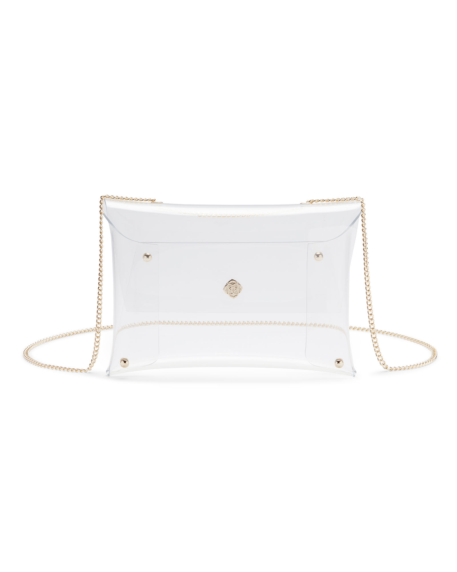 White, Gold, and Navy Clear Crossbody Purse