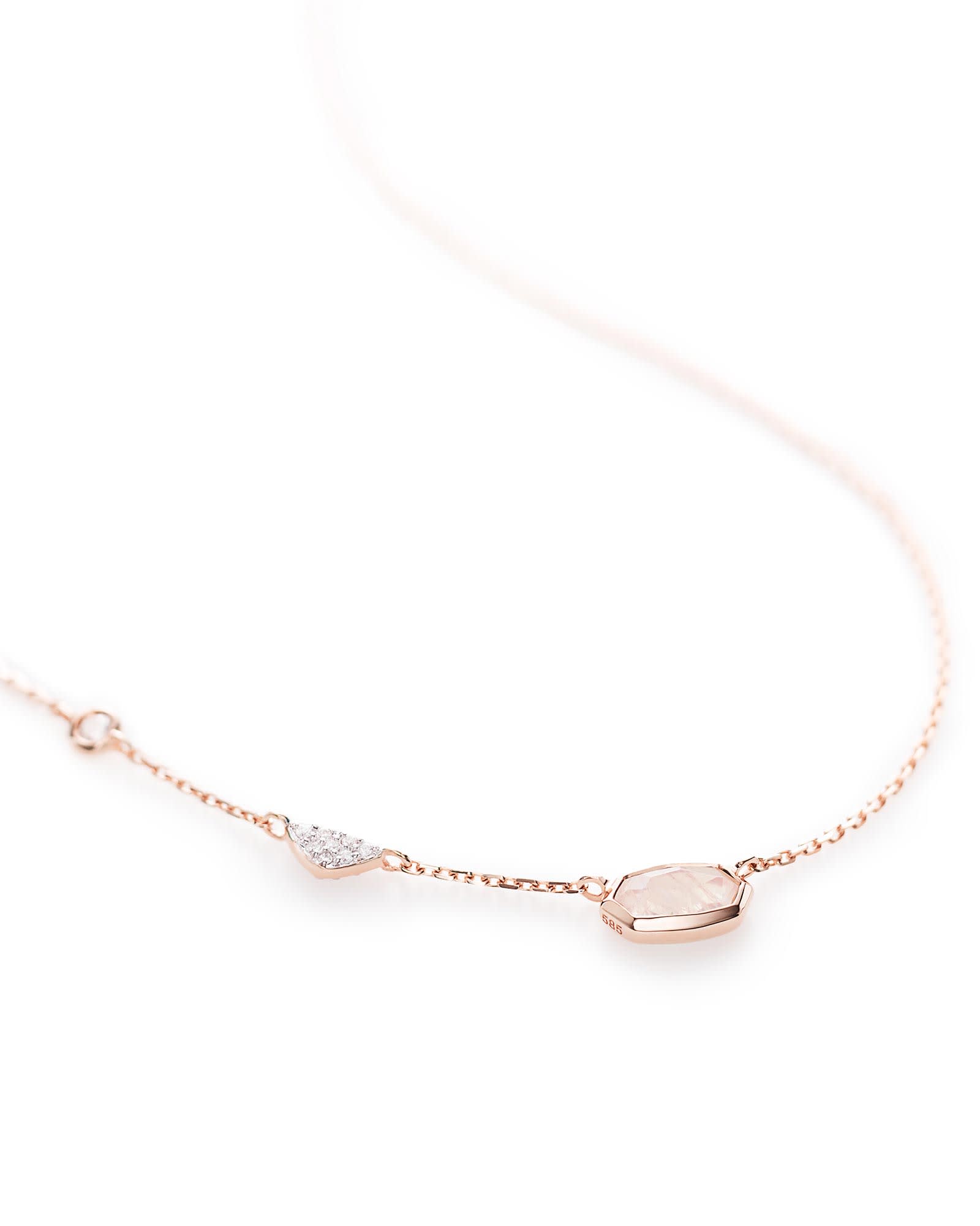 Aryn Pendant Necklace in Rainbow Moonstone and 14k Rose Gold
