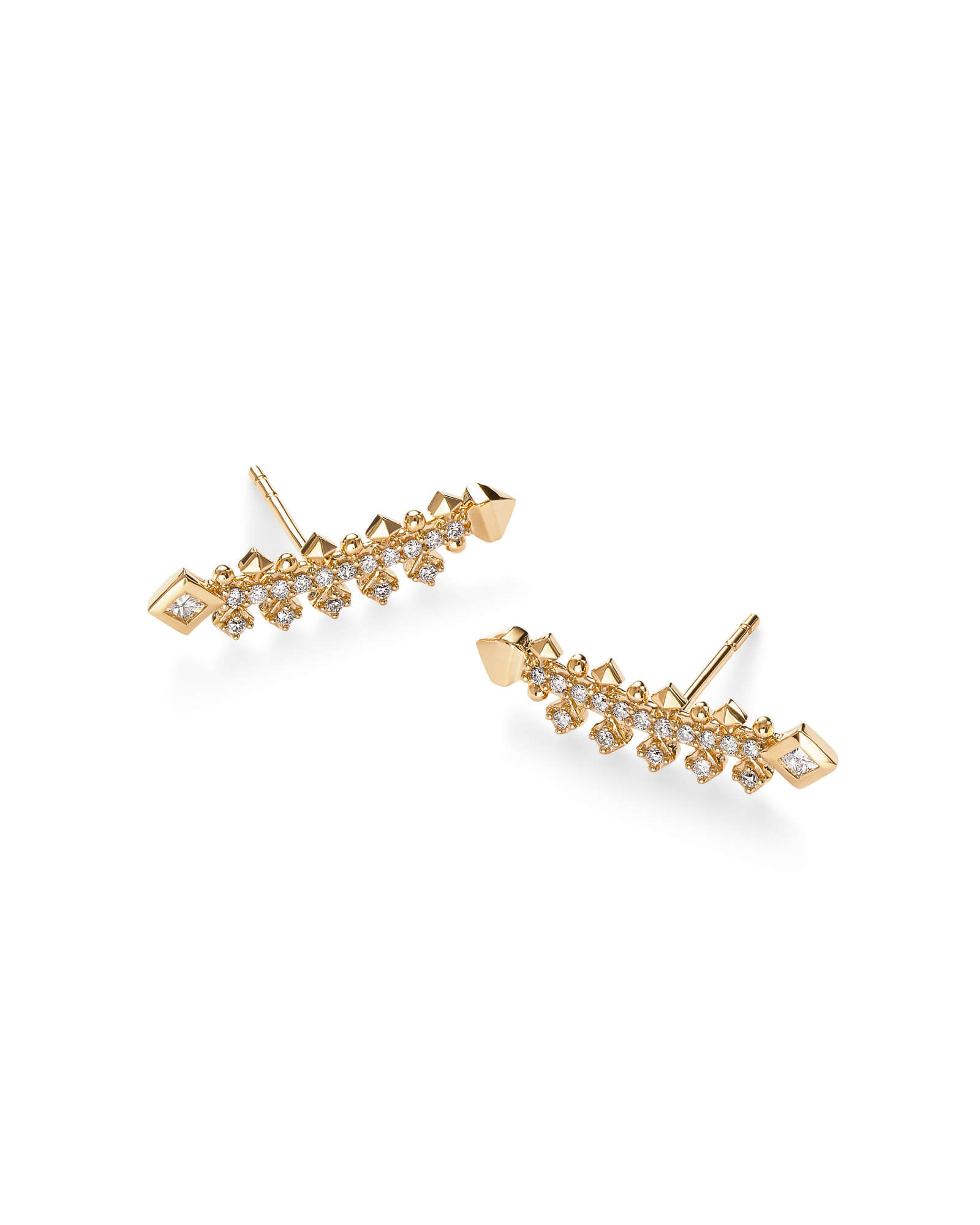 Indie 14k Yellow Gold Earrings in White Diamond