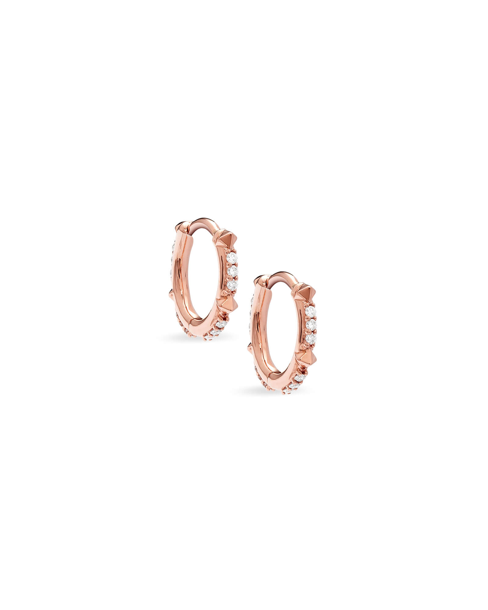 0.12 ct Jett 14k Yellow Gold Huggie Earrings in White Diamond