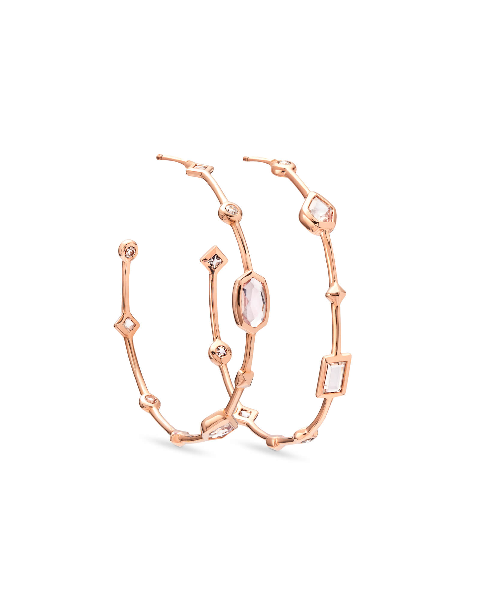 Mei 14k Rose Gold Hoop Earrings in Neutral Gemstone Mix