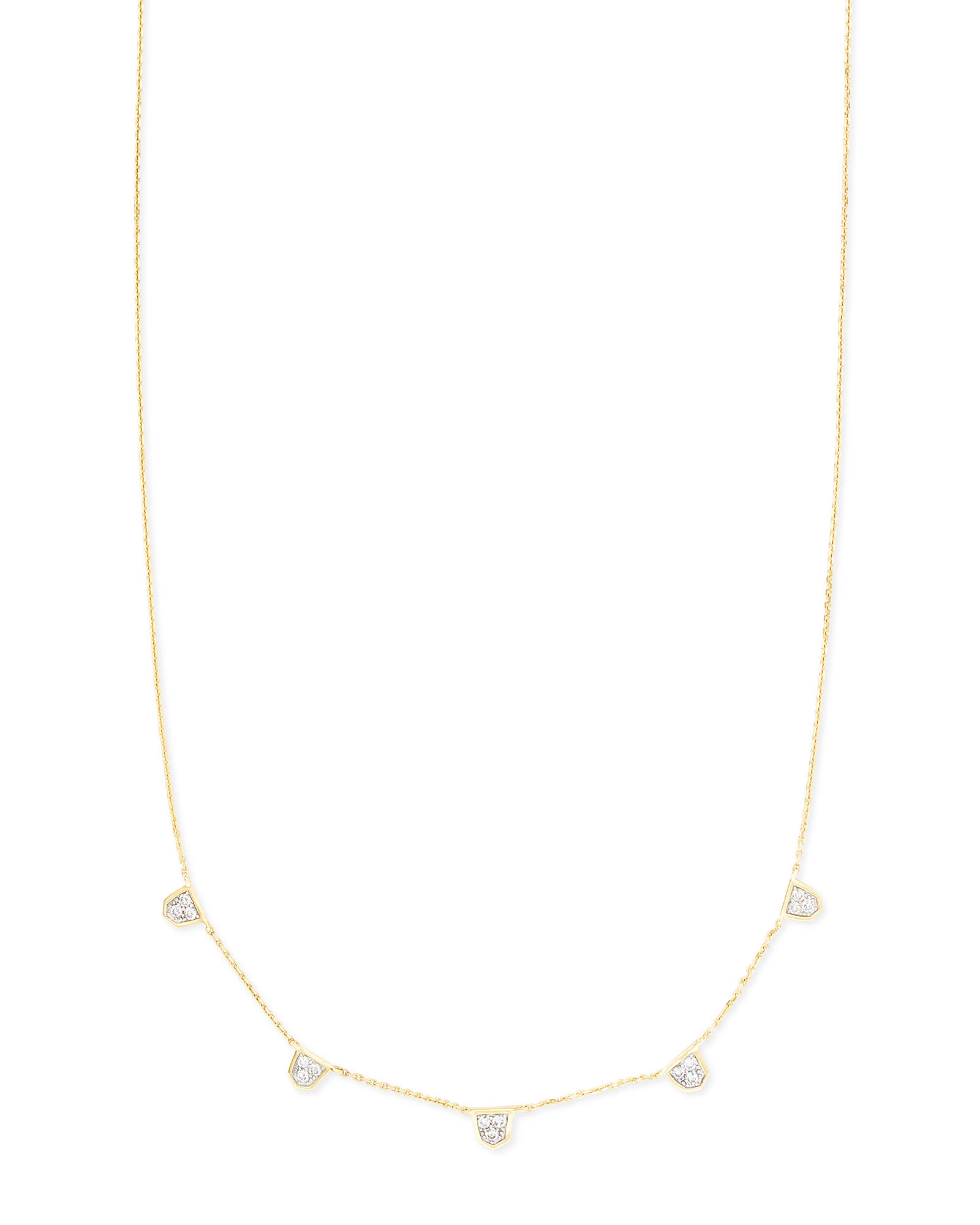 Shannon 14k Yellow Gold Collar Necklace in White Diamond