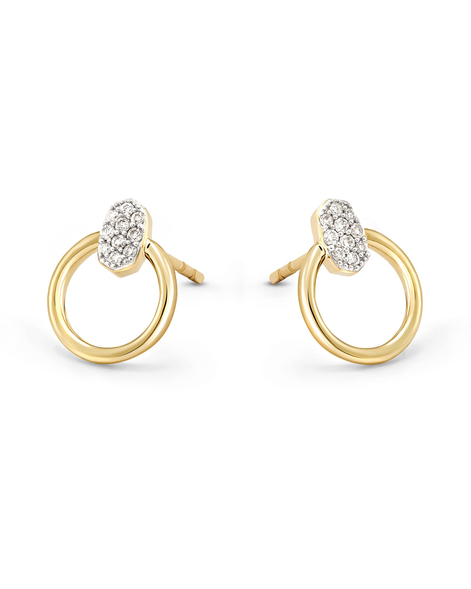 Tegan 14k Yellow Gold Stud Earrings in White Diamond | Kendra Scott