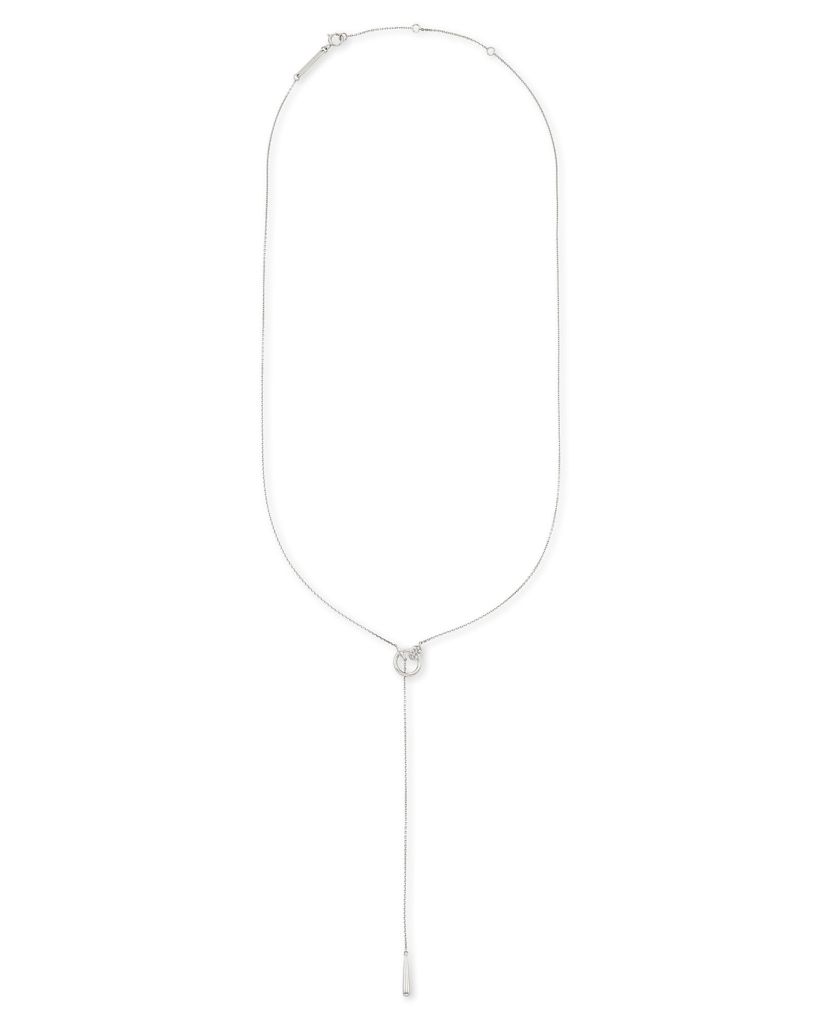 Tegan 14k White Gold Y Necklace in White Diamond Kendra Scott