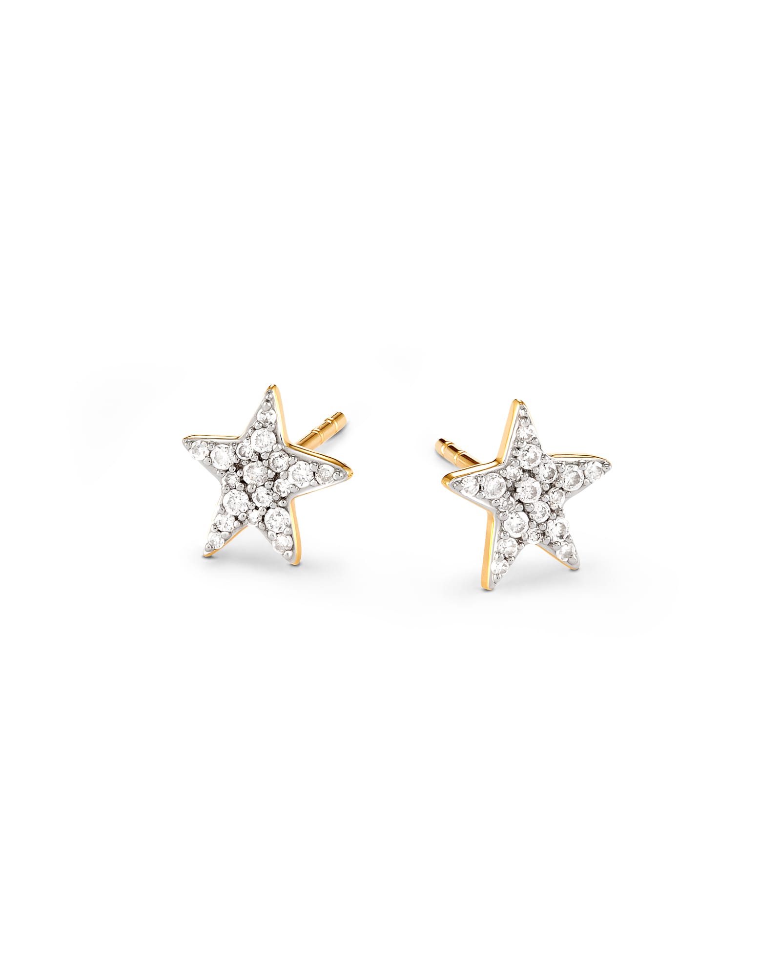 Star 14k Yellow Gold Stud Earrings in Diamonds