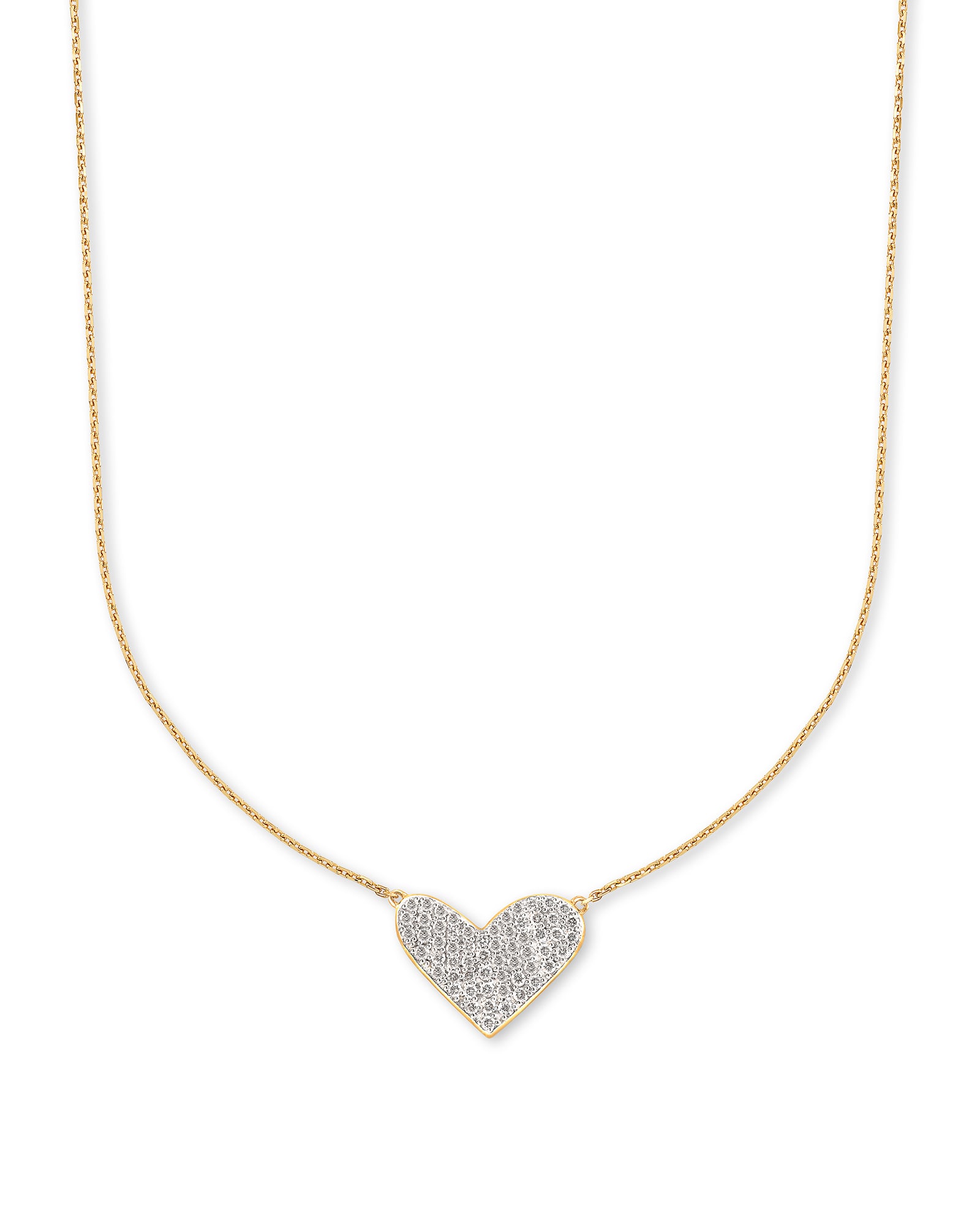 White Heart Necklace Large Gold