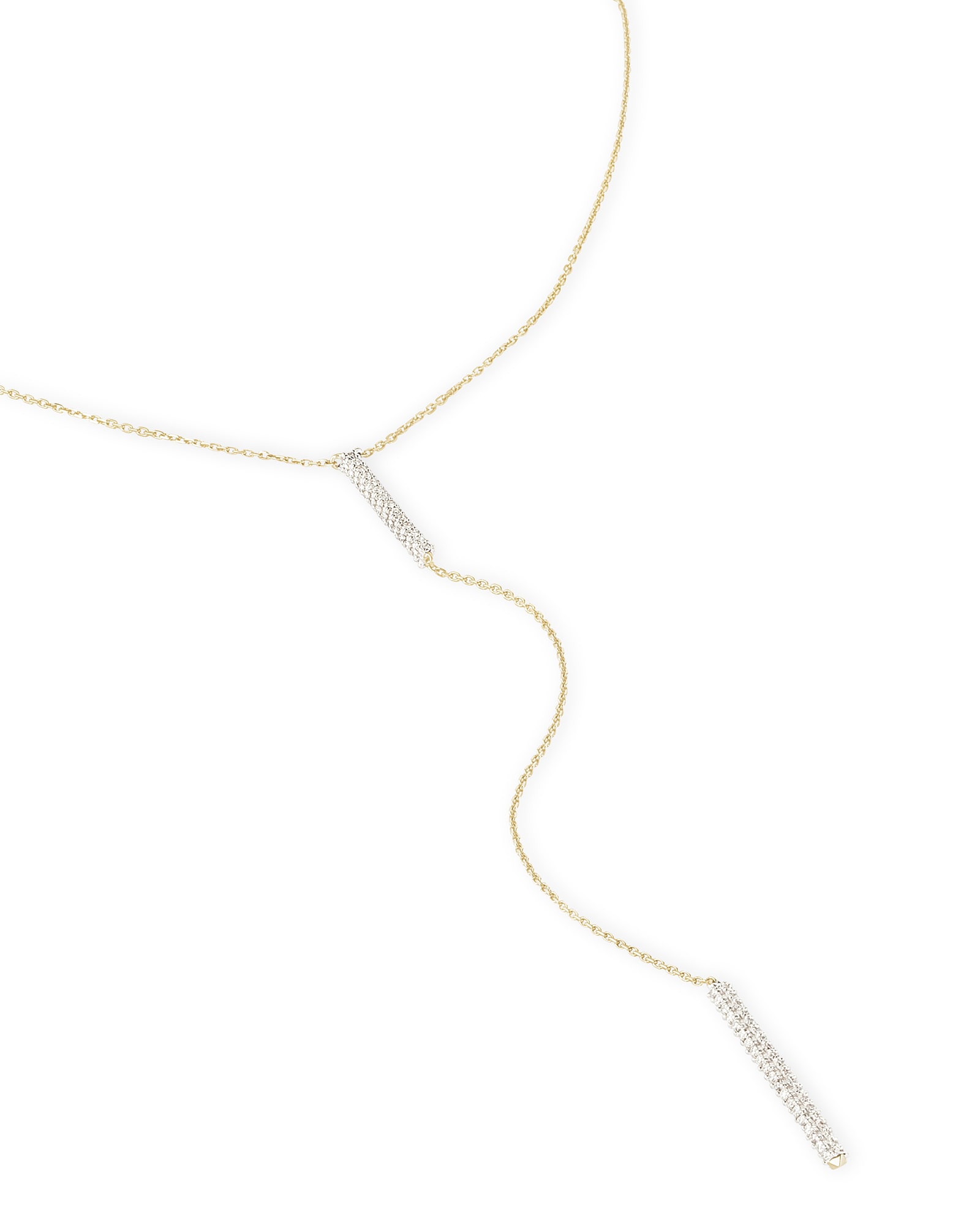 Remington 14k Yellow Gold Y Necklace in White Diamonds