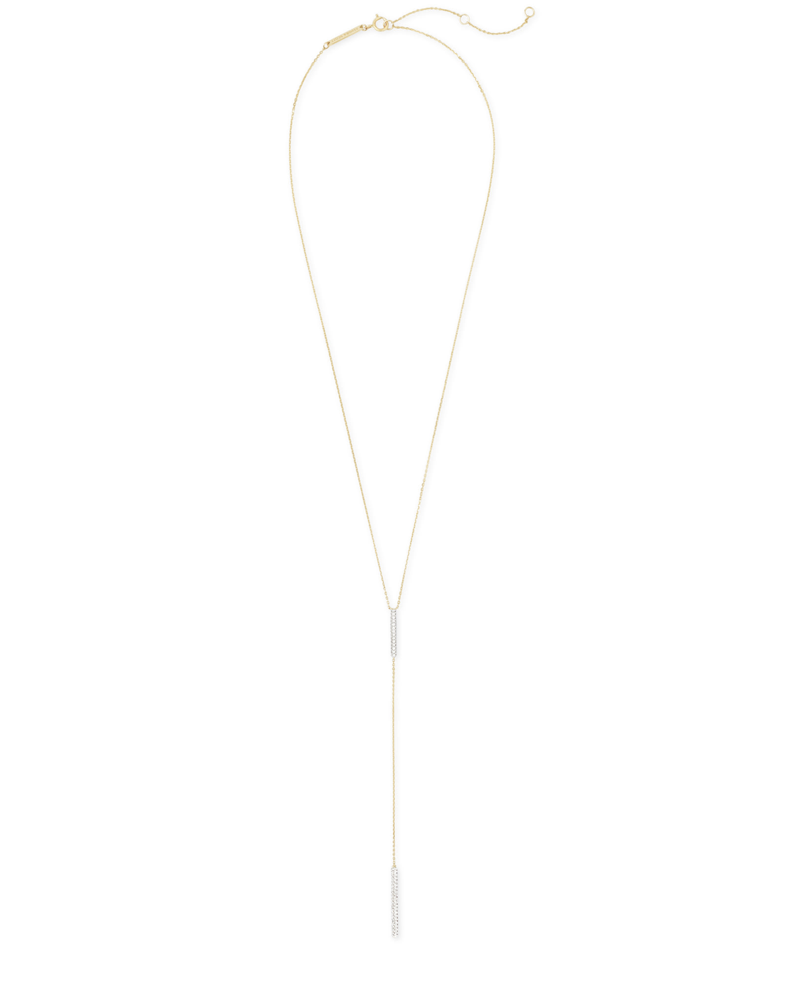 Remington 14k Yellow Gold Y Necklace in White Diamonds