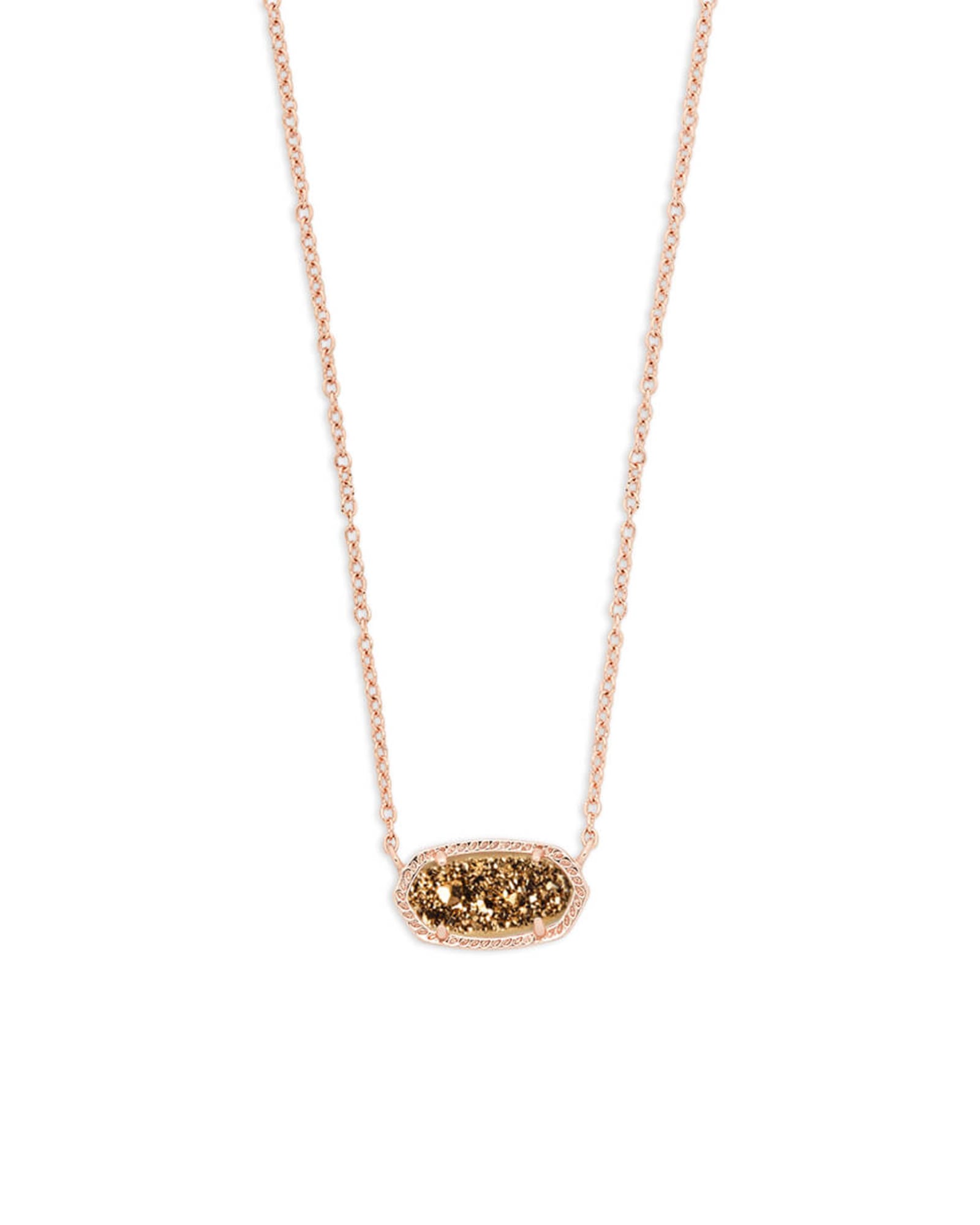 Elisa Rose Gold Pendant Necklace in Rose Gold Window Drusy