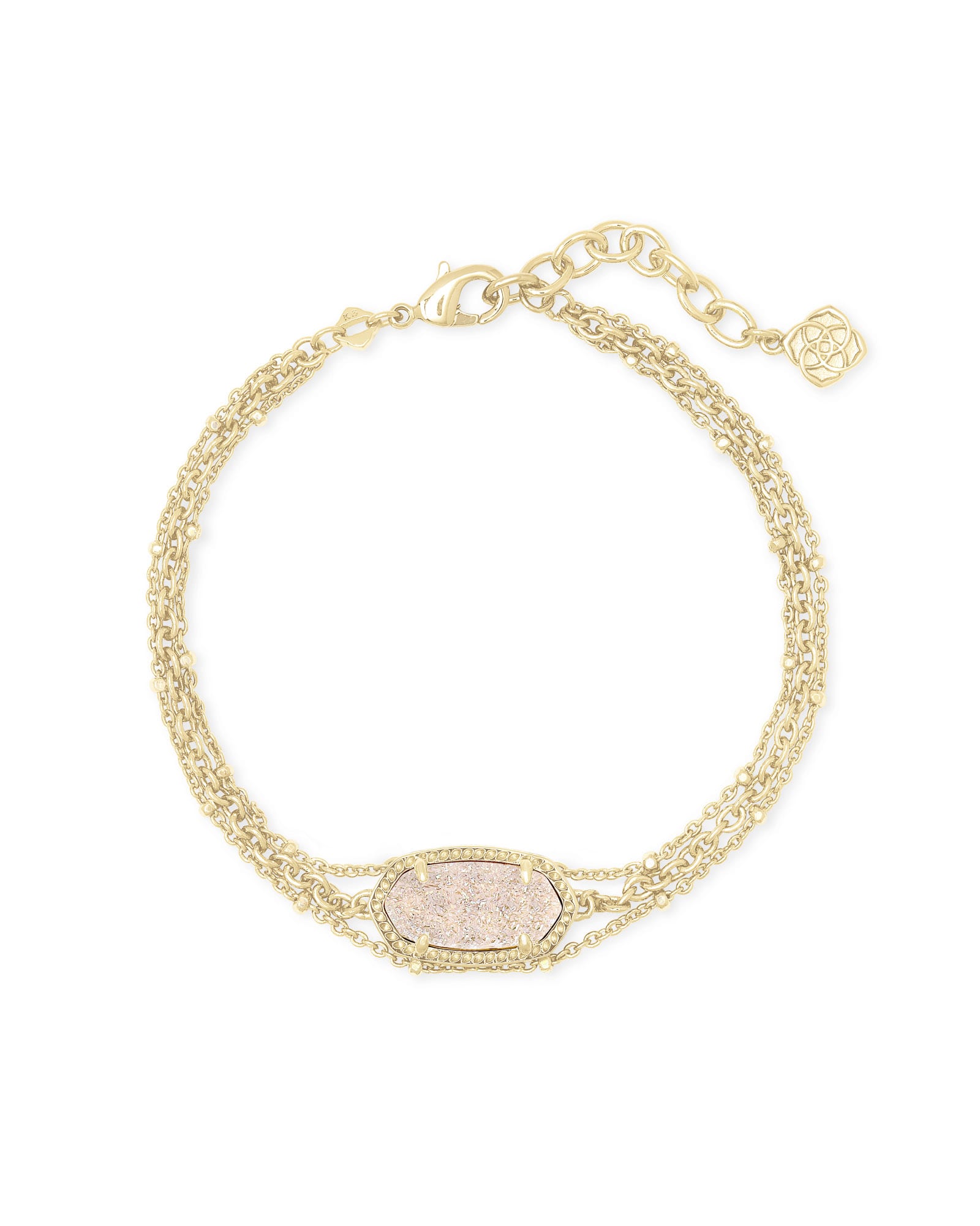 Stone and Strand Gold Initial Bracelet