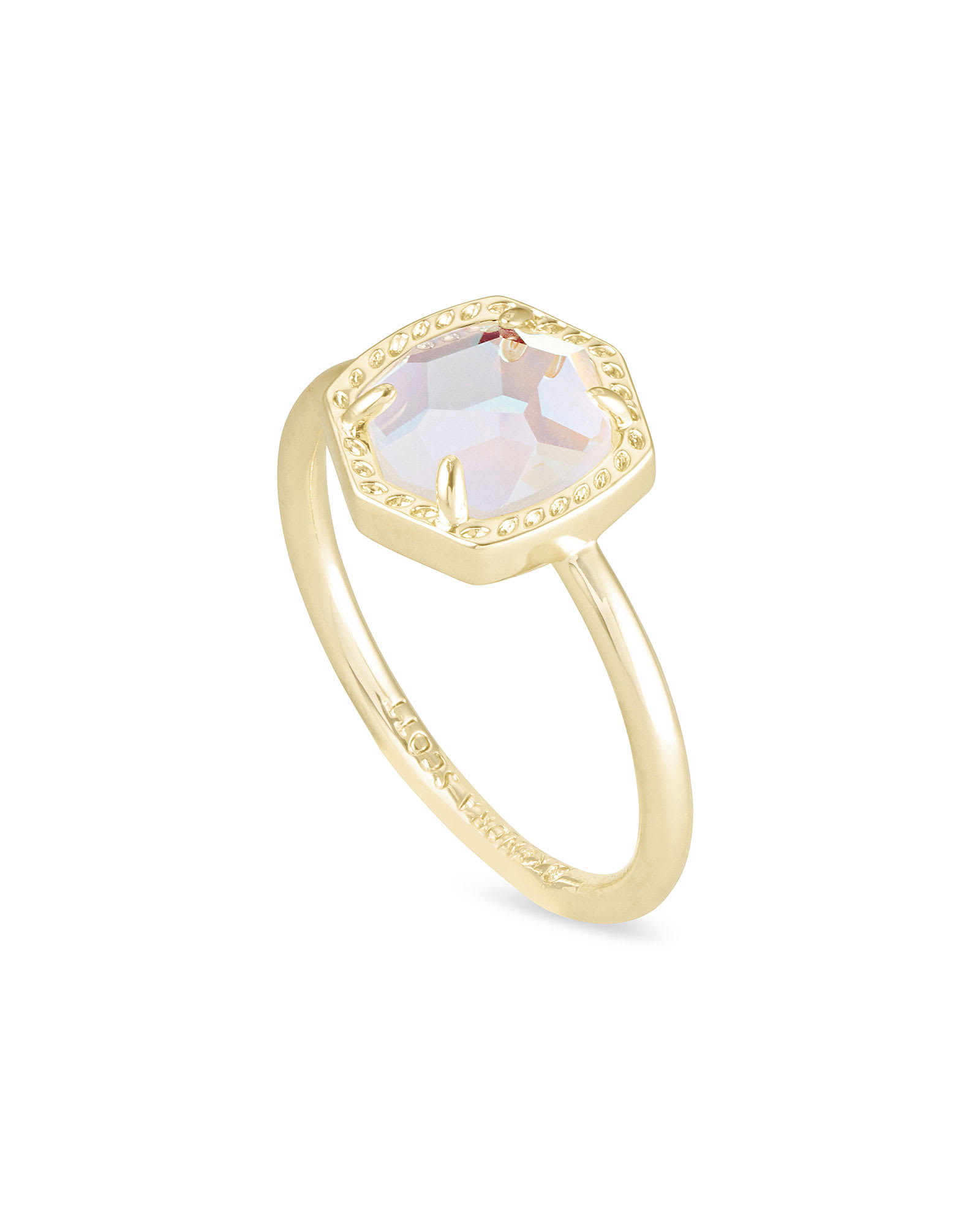 Davie Gold Band Ring in Iridescent Drusy