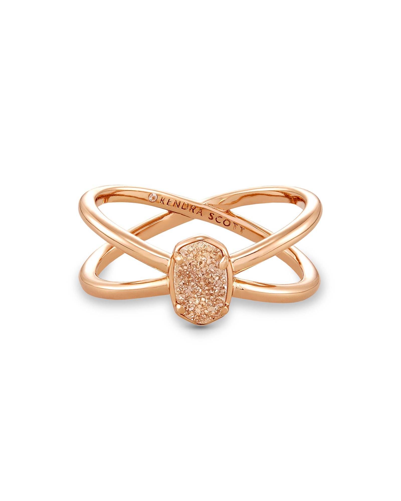 Emilie Rose Gold Double Band Ring Sand Drusy