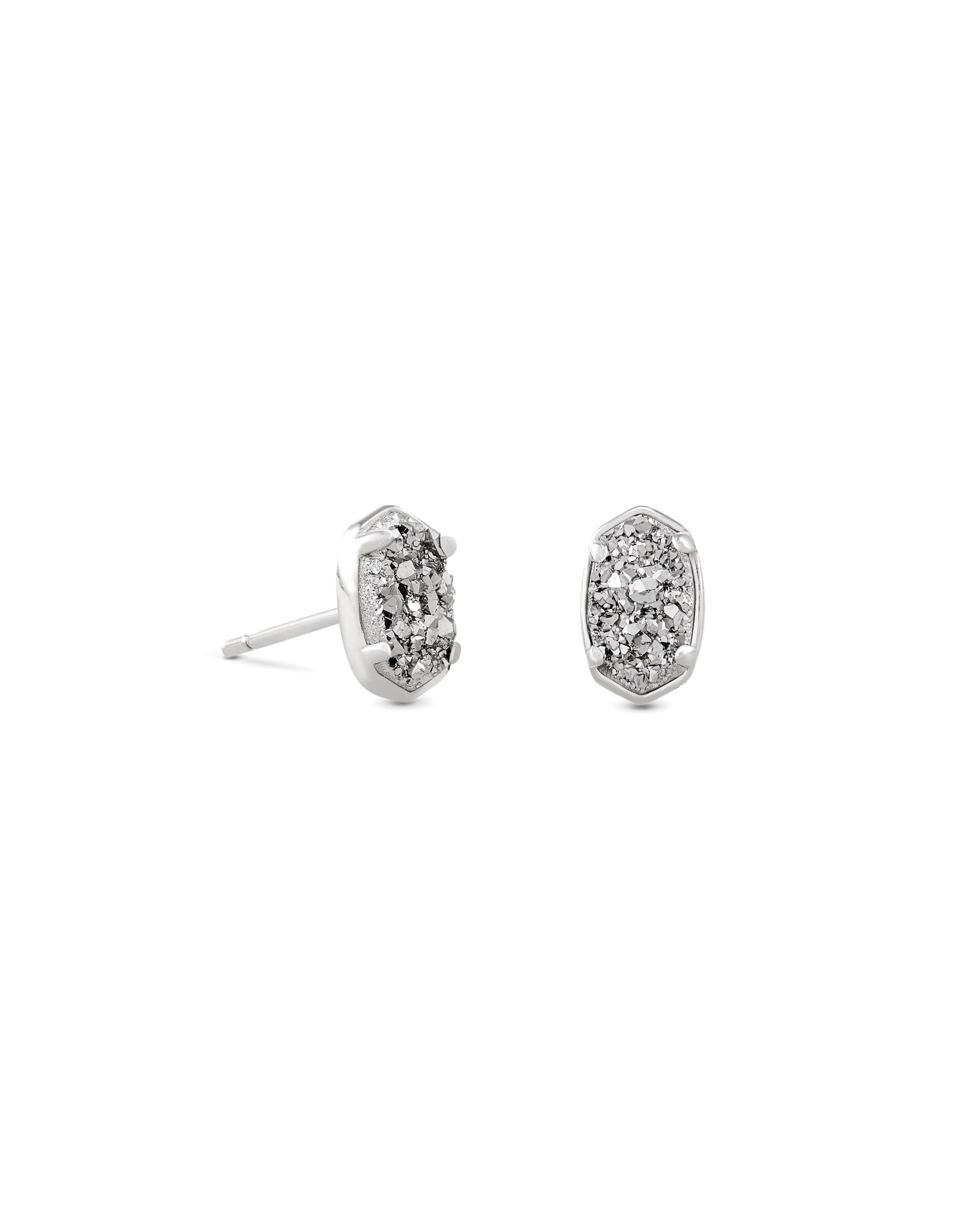 Emilie Silver Stud Earrings in Platinum Drusy