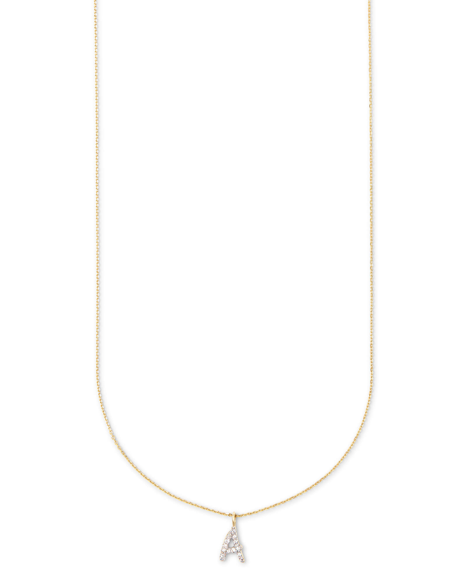 Diamond Letter A Pendant Necklace in 14k Yellow Gold