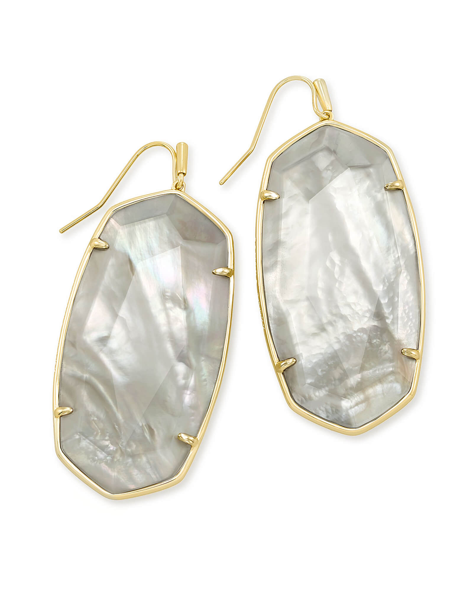 Faceted Danielle Gold Statement Earrings in Gray Illusion