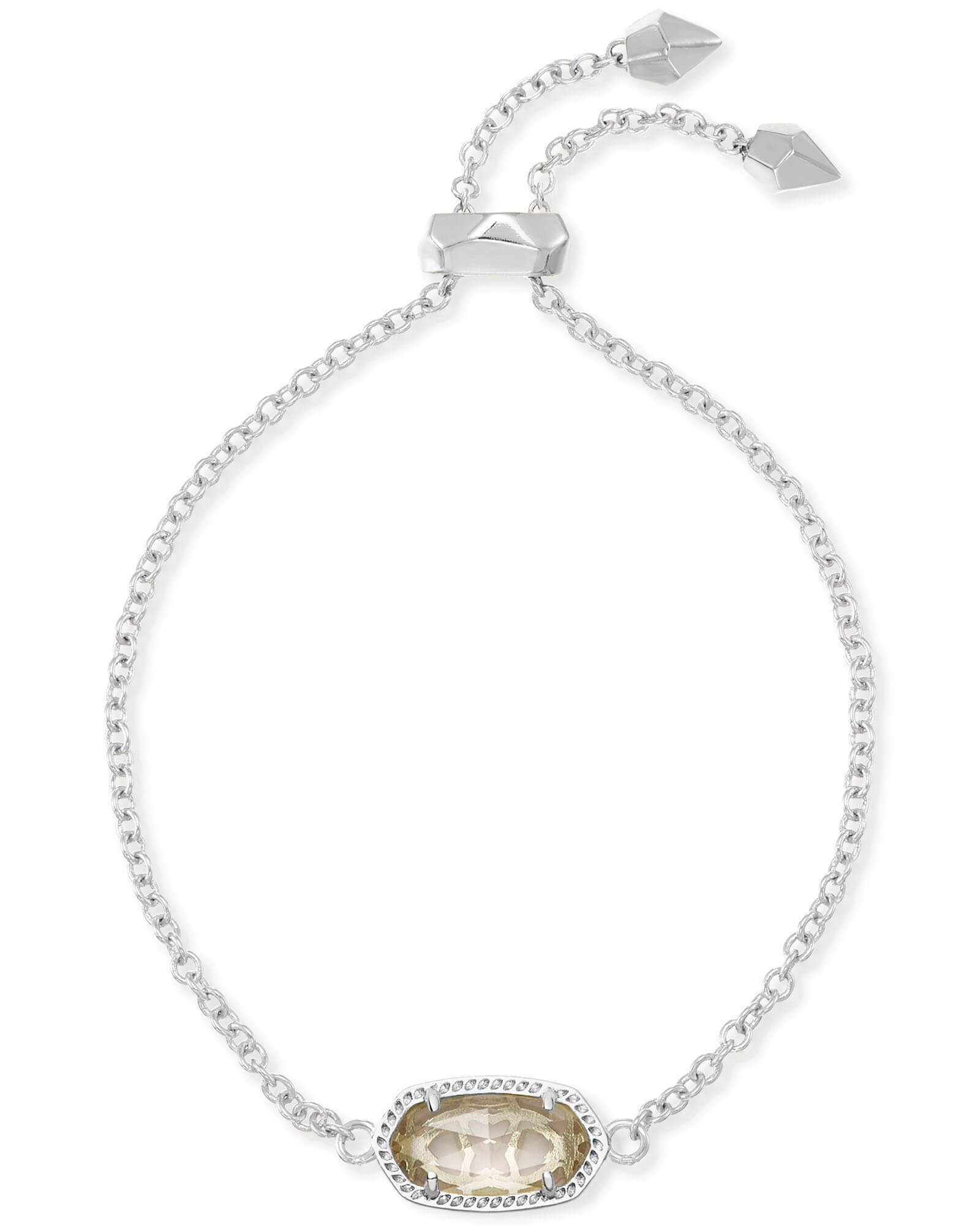 Elaina Silver Adjustable Chain Bracelet in Clear Crystal