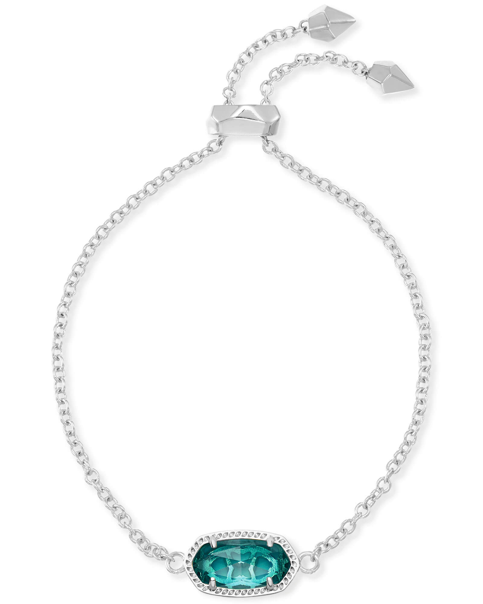 Elaina Silver Adjustable Chain Bracelet in London Blue Glass