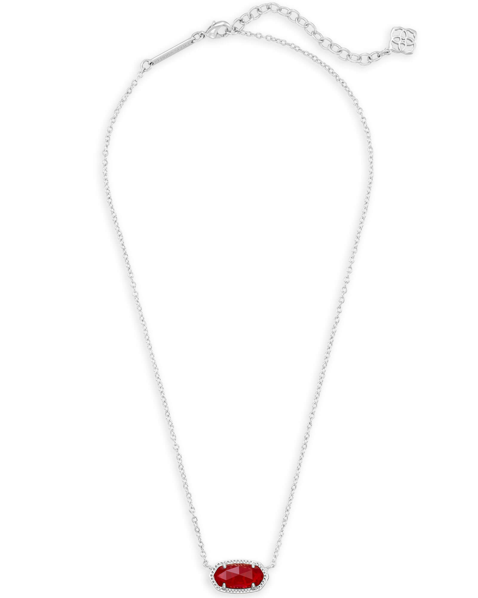 Elisa Silver Pendant Necklace in Ruby Red