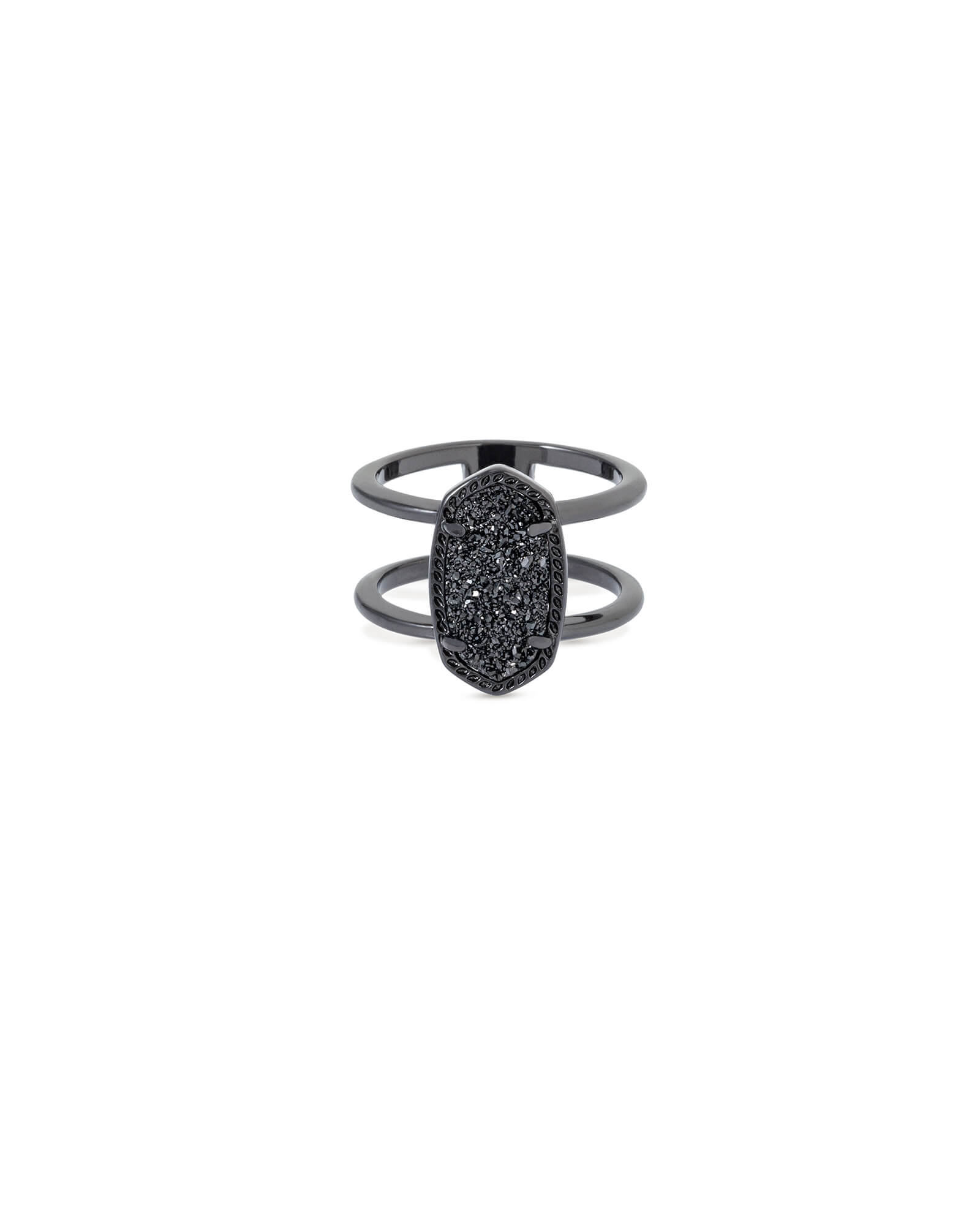 Elyse Gunmetal Ring Black Drusy