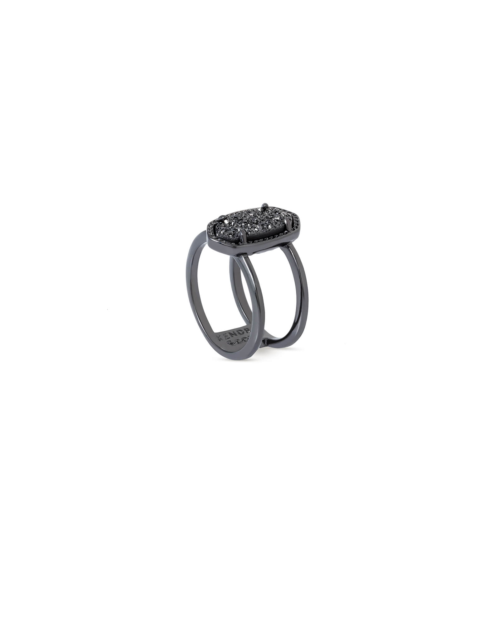 Elyse Gunmetal Ring Black Drusy