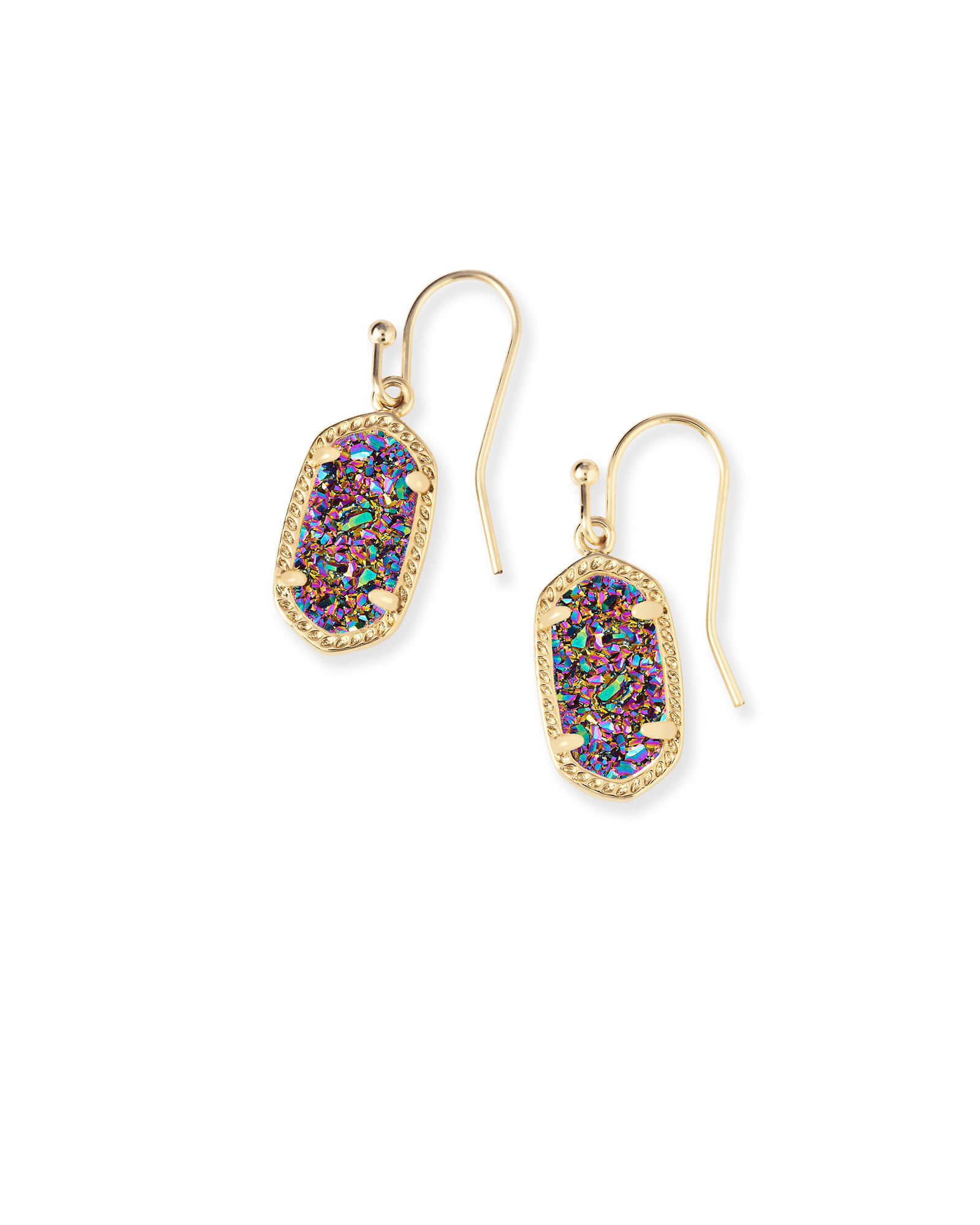 Lee Gold Drop Earrings in Multicolor Drusy