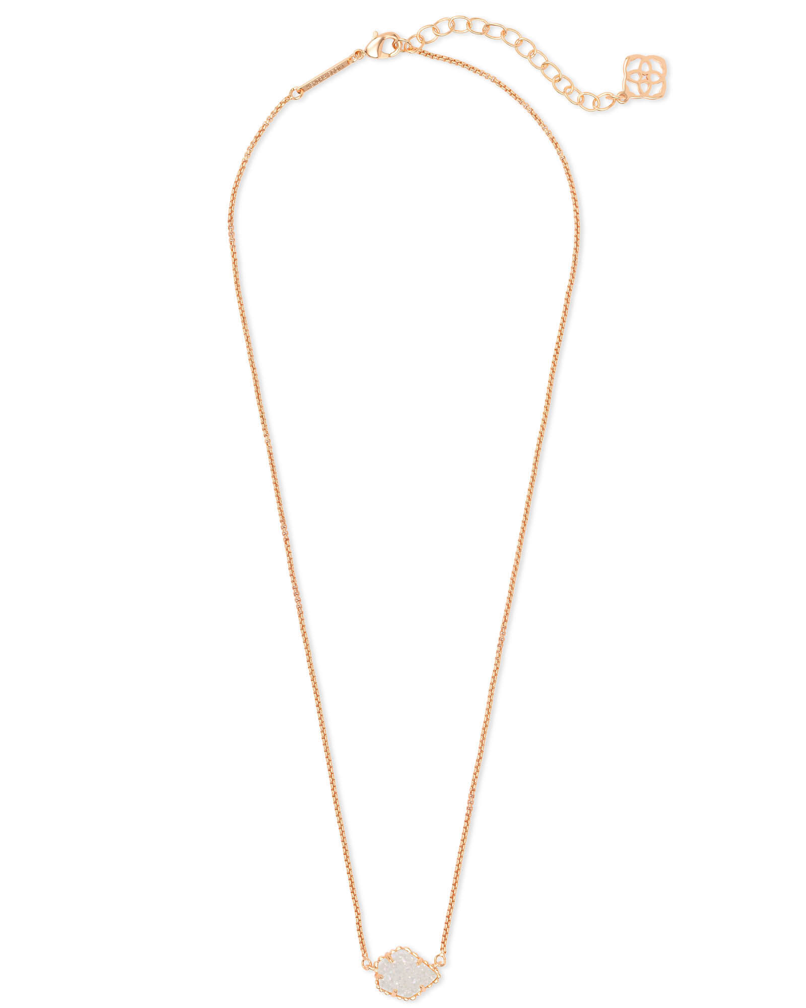 Tess Rose Gold Pendant Necklace in Iridescent Drusy