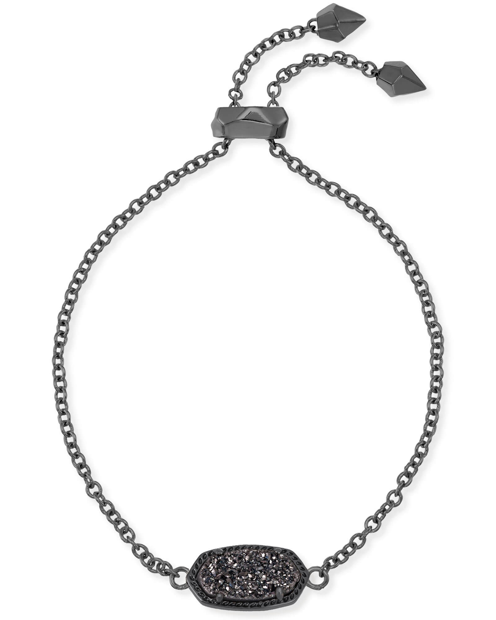 Elaina Gunmetal Adjustable Chain Bracelet in Black Drusy