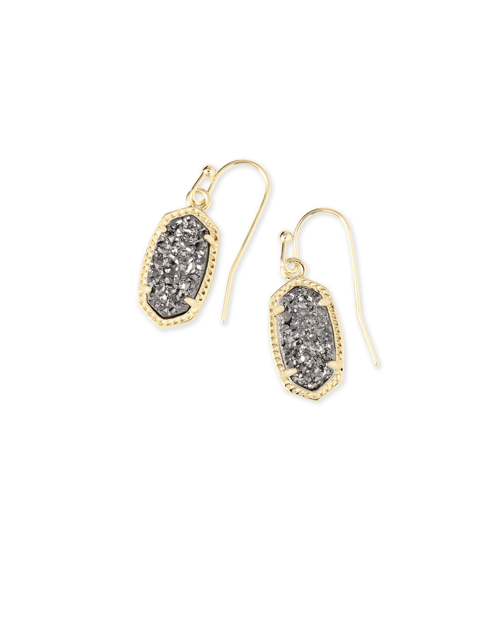 Lee Gold Drop Earrings in Platinum Drusy Kendra Scott