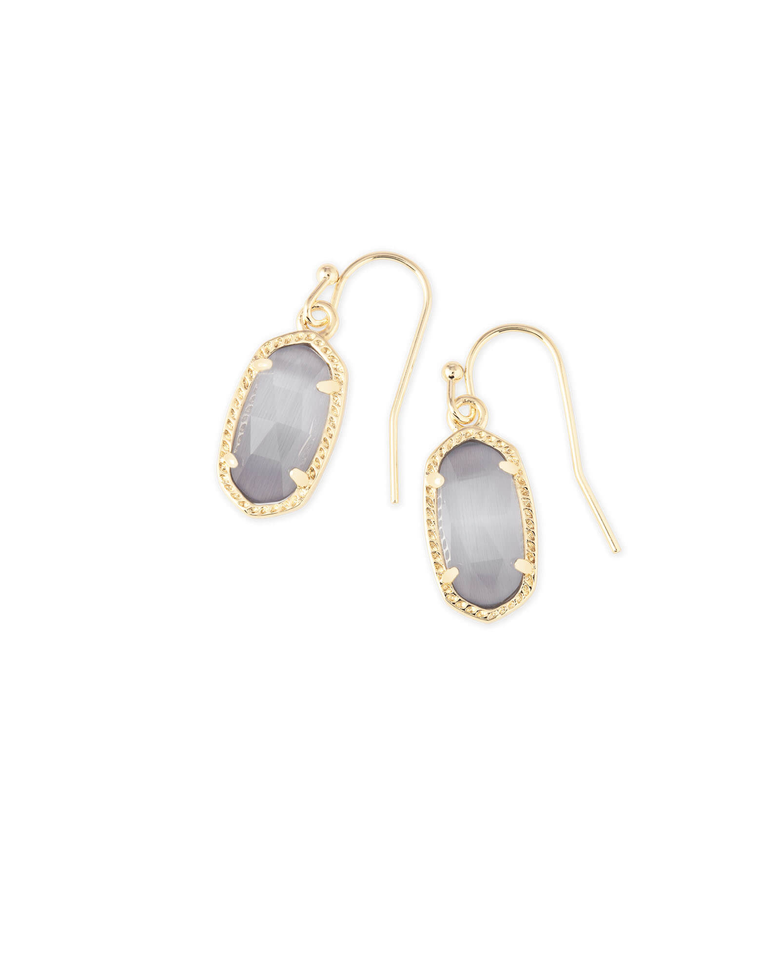 Lee Gold Drop Earrings in Slate Cats Eye