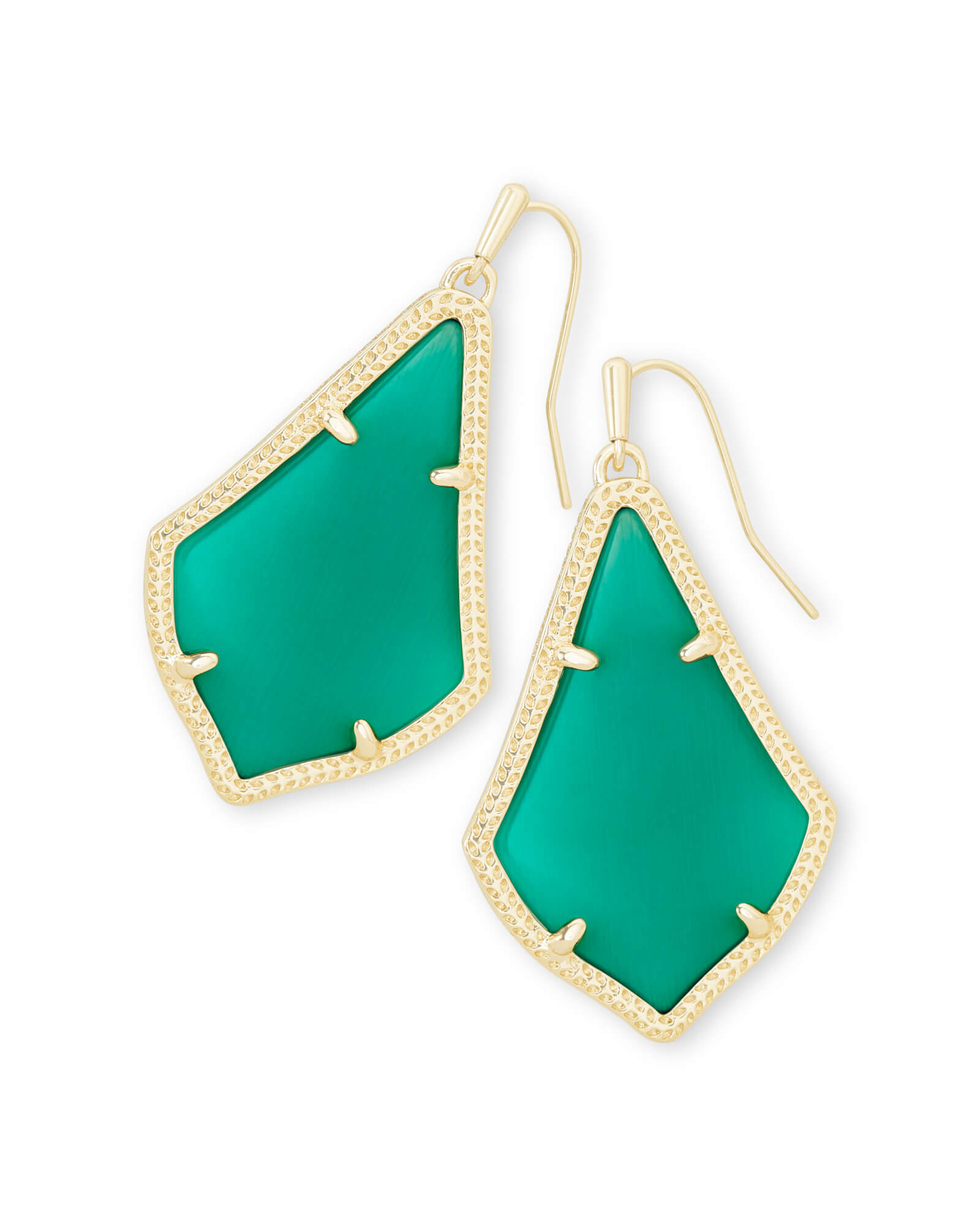 Alex Gold Drop Earrings in Emerald Cat's Eye