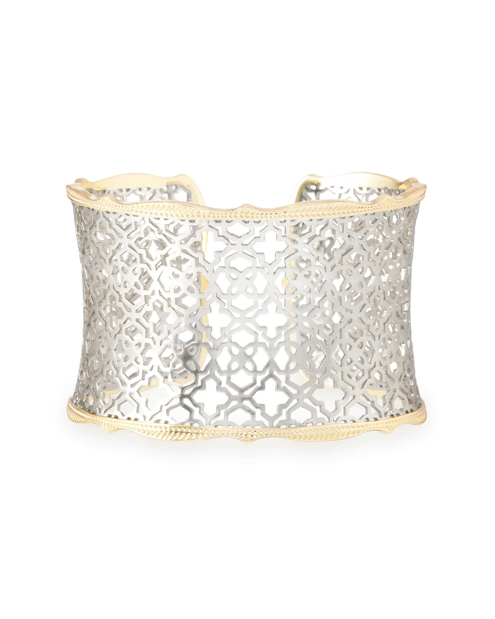 Candice Gold Cuff Bracelet in Silver Filigree Mix