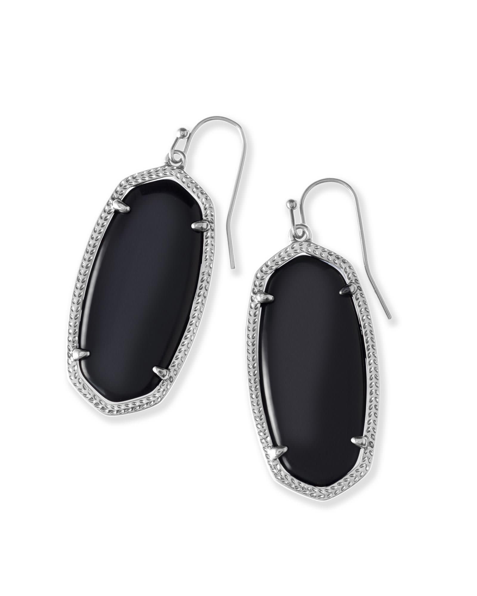 Elle Silver Drop Earrings in Black | Kendra Scott