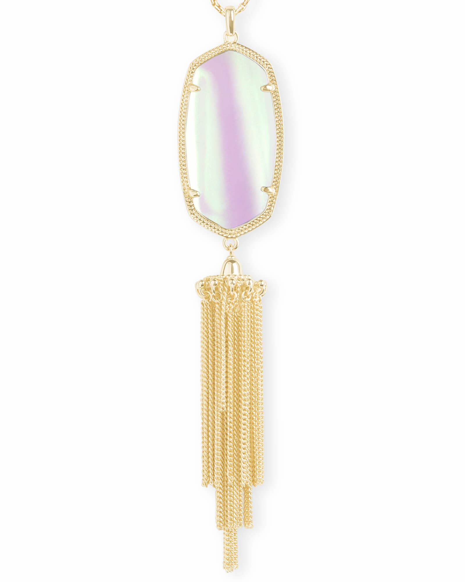 Rayne Gold Long Pendant Necklace in Dichroic Glass