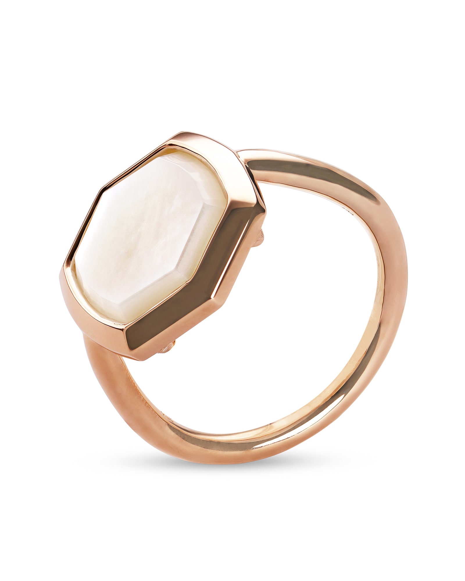 Davis 18k Rose Gold Vermeil Cocktail Ring Ivory Mother-of-Pearl