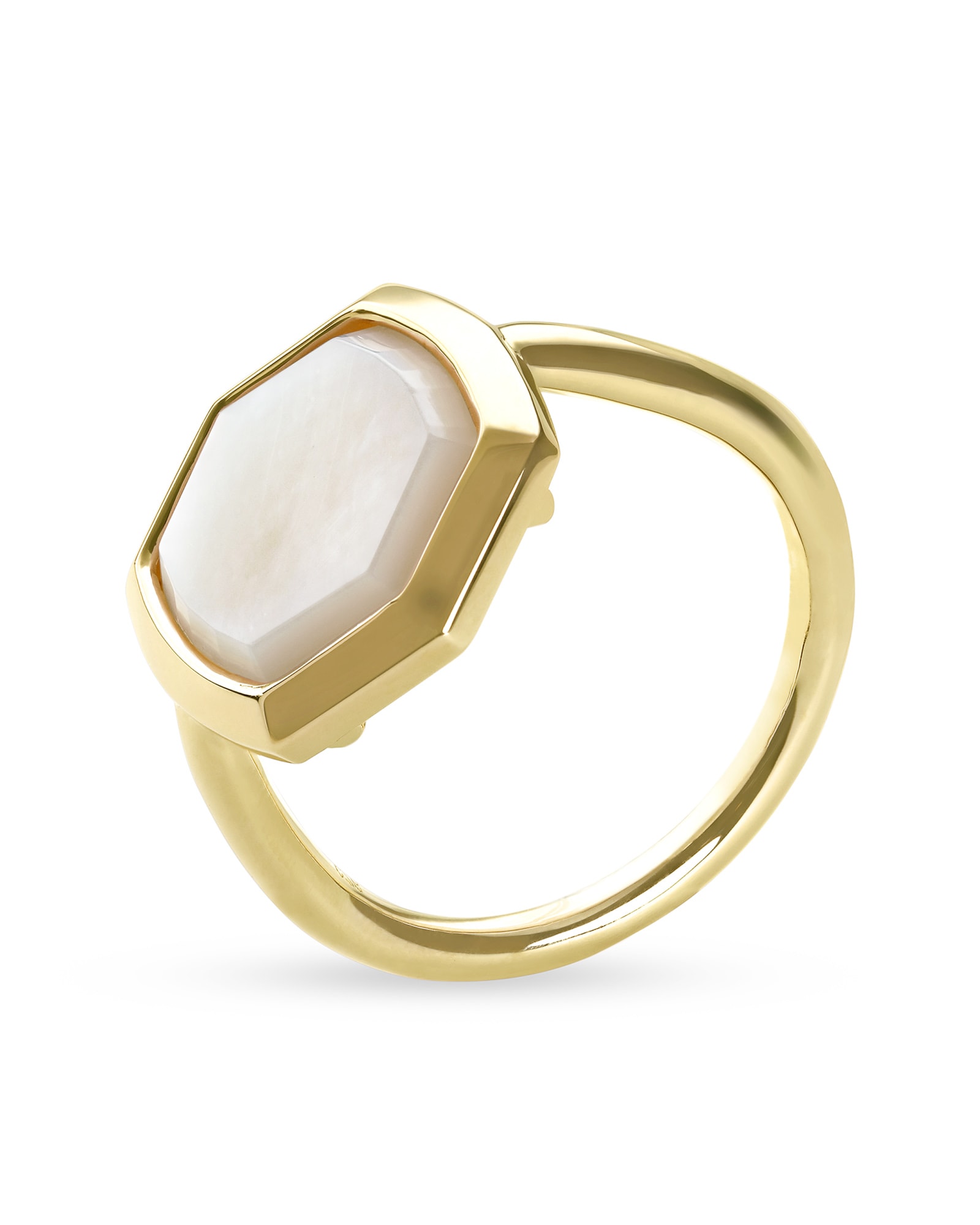 Davis 18k Gold Vermeil Cocktail Ring Ivory Mother-of-Pearl