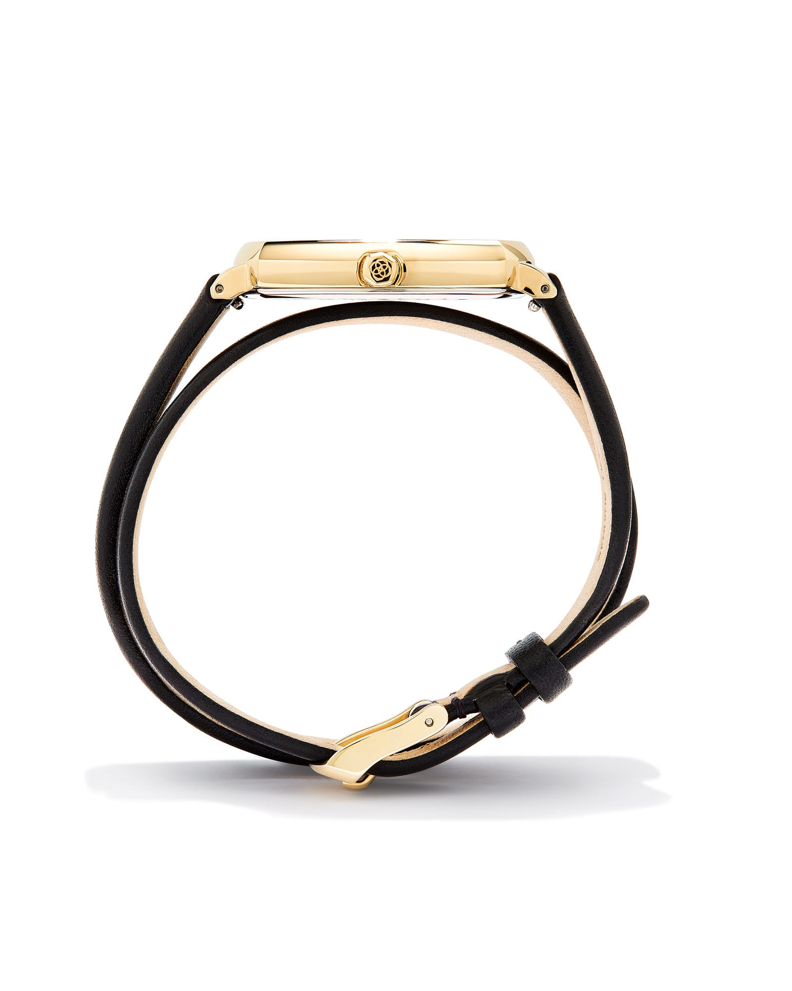 Elle Gold Tone Stainless Steel Leather Wrap Watch Mother-of-Pearl