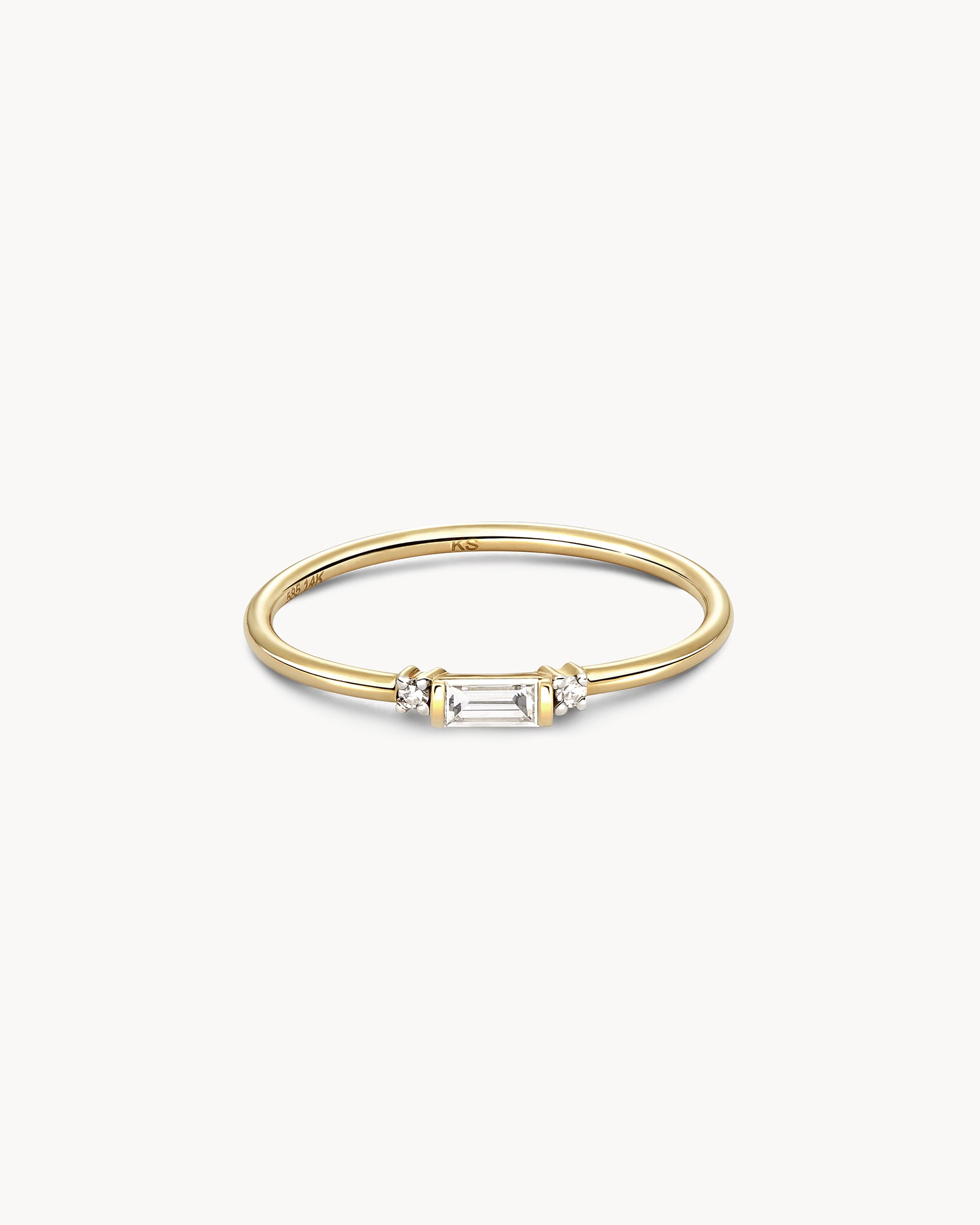 Maria 14k Yellow Gold Band Ring White Diamond