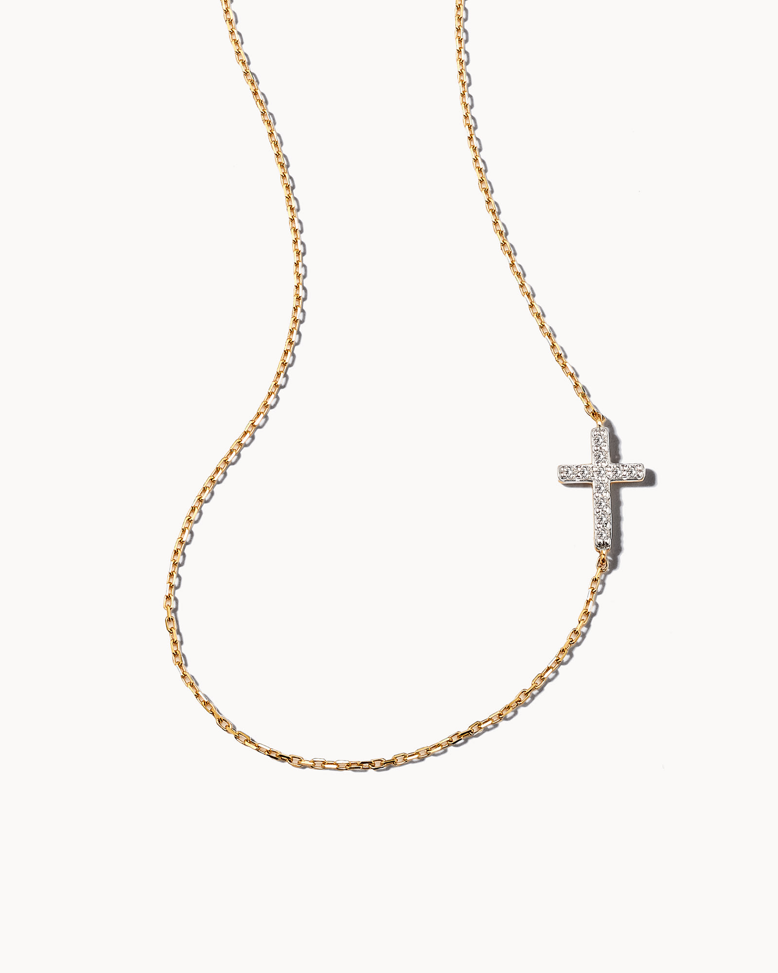 アクセサリーcross necklace 22k white gold 3連