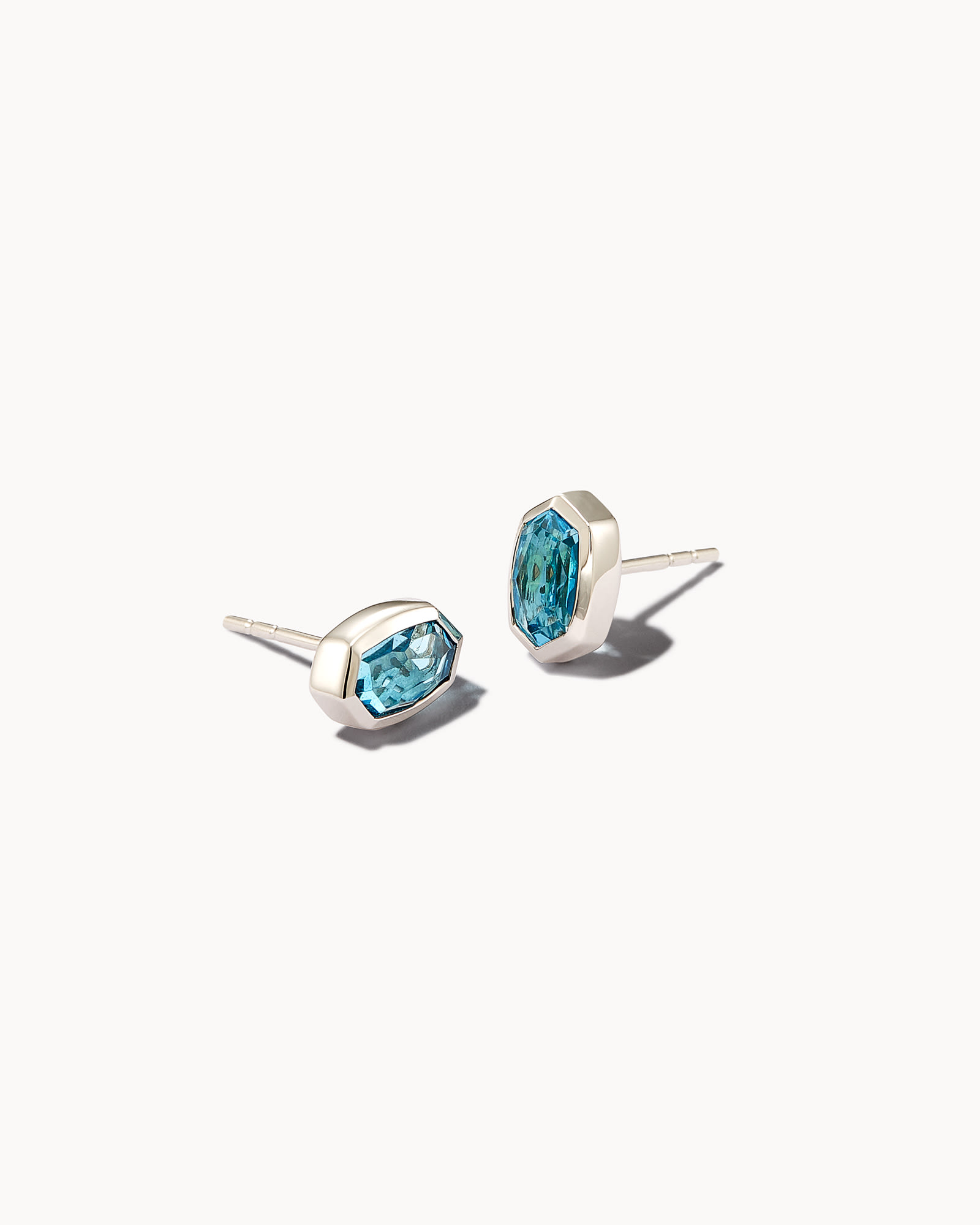 Nellie 14k White Gold Stud Earrings in Light Blue Topaz