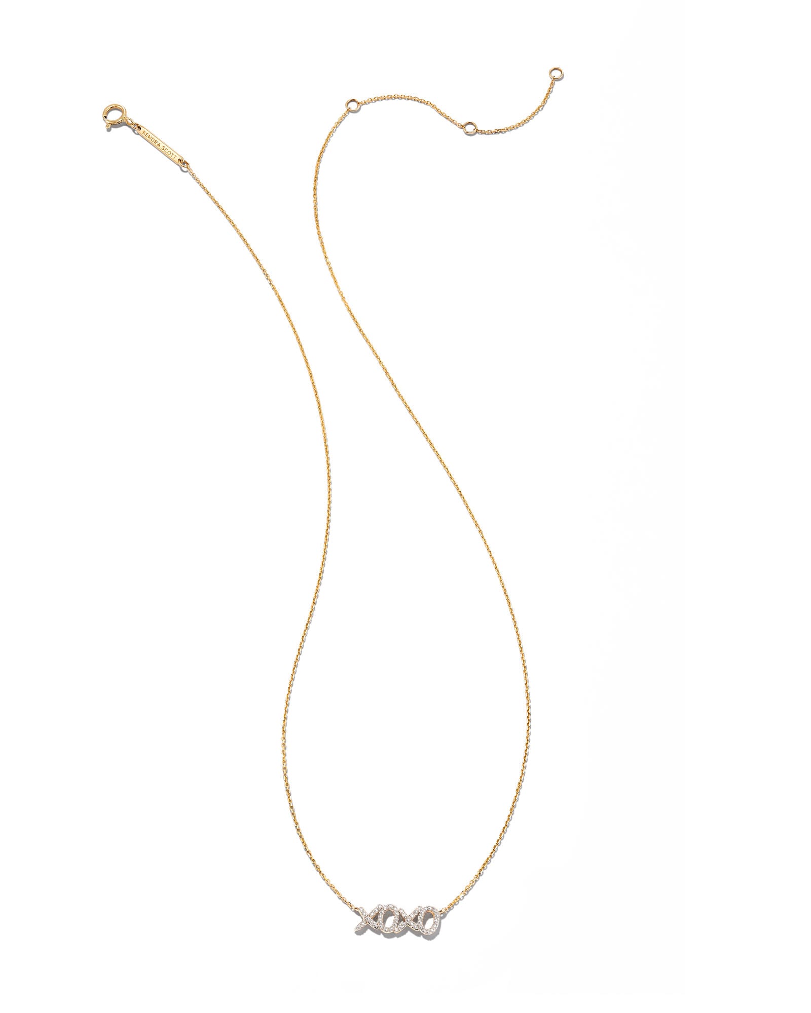 XO 14k Gold Pendant Necklace in White Diamond