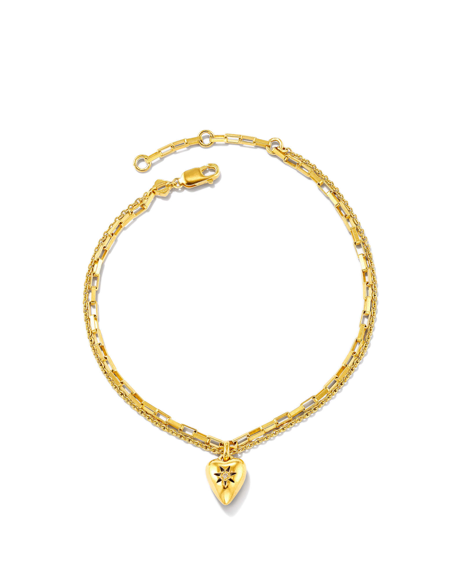 Angie Heart Bright Cut Chain Bracelet in 18k Yellow Gold Vermeil