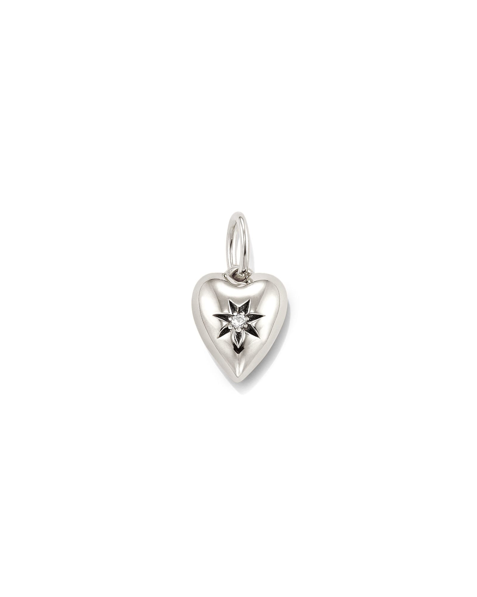 Heart Sterling Silver Charm in White Sapphire
