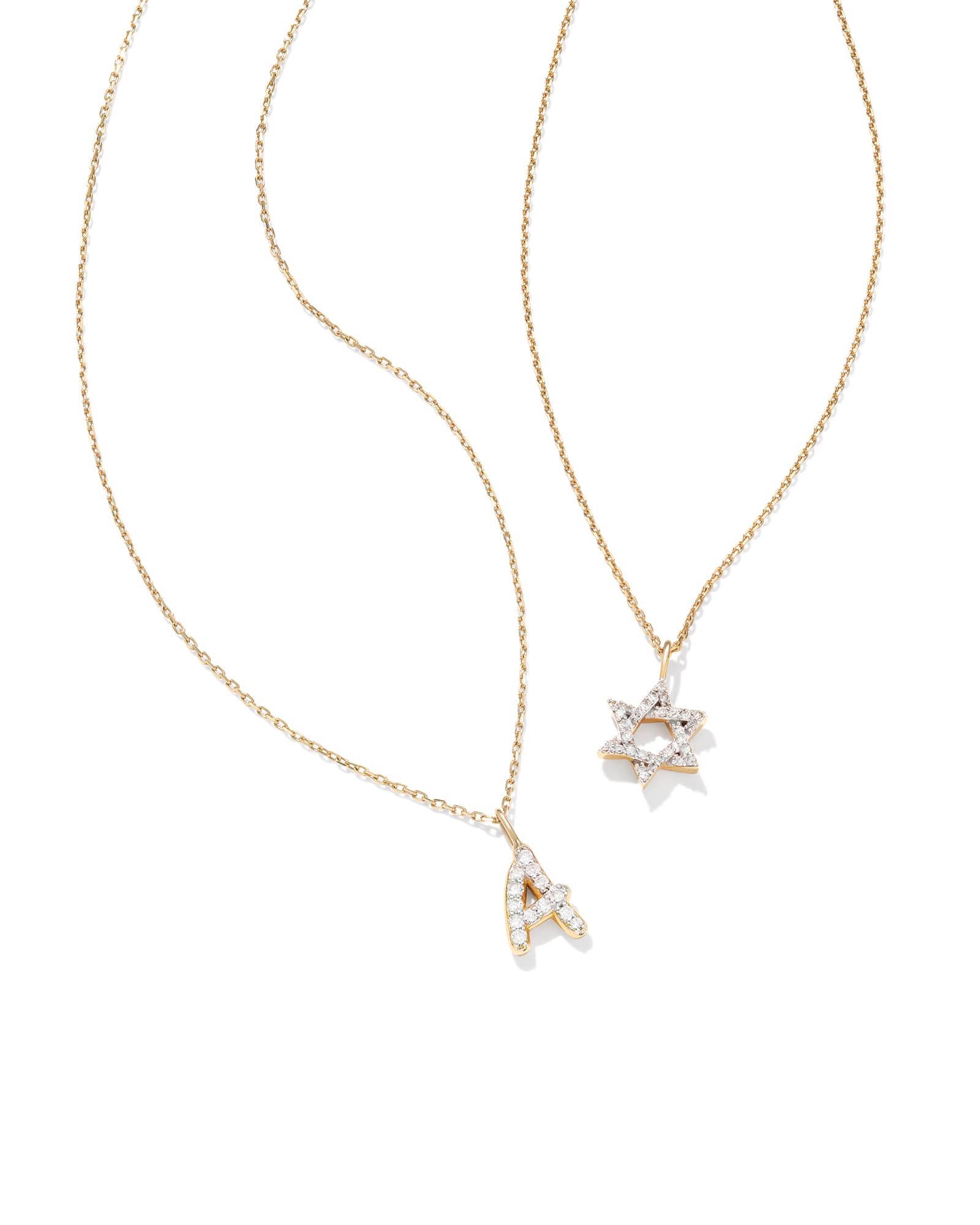 Star of David and Diamond Letter Necklace Set
