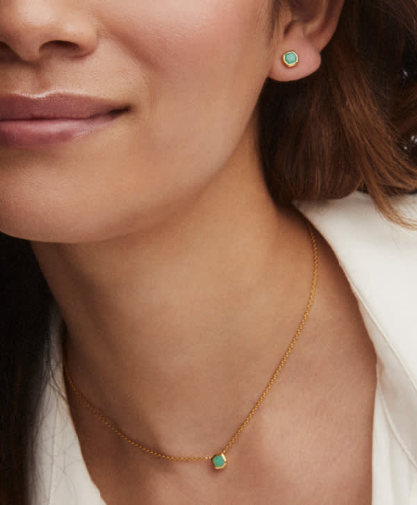 Image of model wearing birthstone jewelry