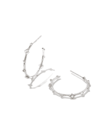 Michelle 14k White Gold Hoop Earrings in White Diamond image number 0.0