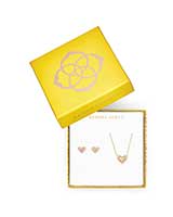 Ari Heart Necklace & Earrings Gift Set in Light Pink Kyocera Opal image number 0.0