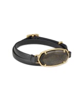 Elle Black Leather Wrap Bracelet in Golden Obsidian image number 0.0